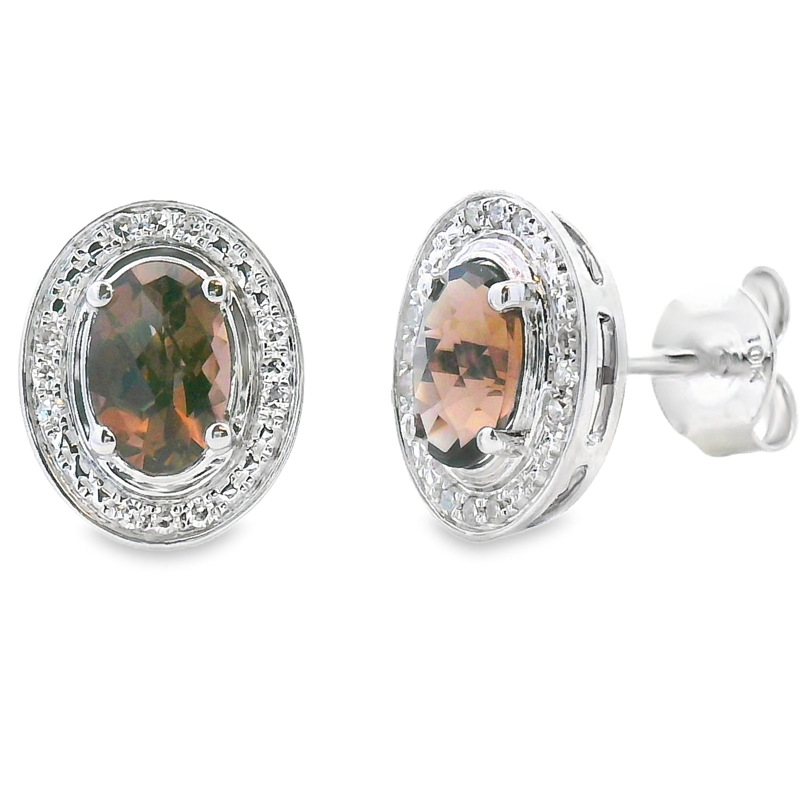 Genuine .85ct Quartz Diamond Earrings 10KT White Gold by Bids.com