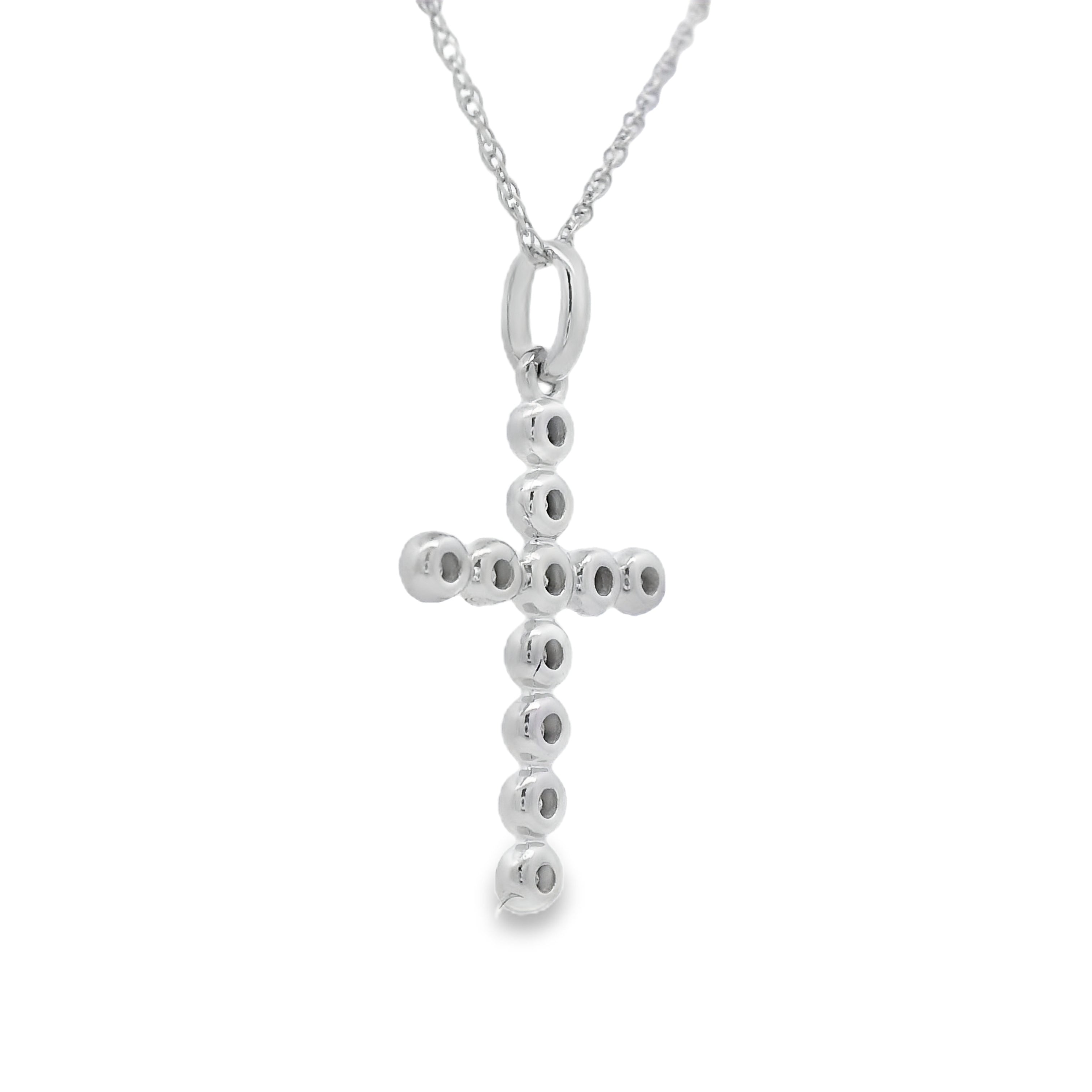 .09ct Diamond Cross Religious Pendant 14KT White Gold by Bids.com