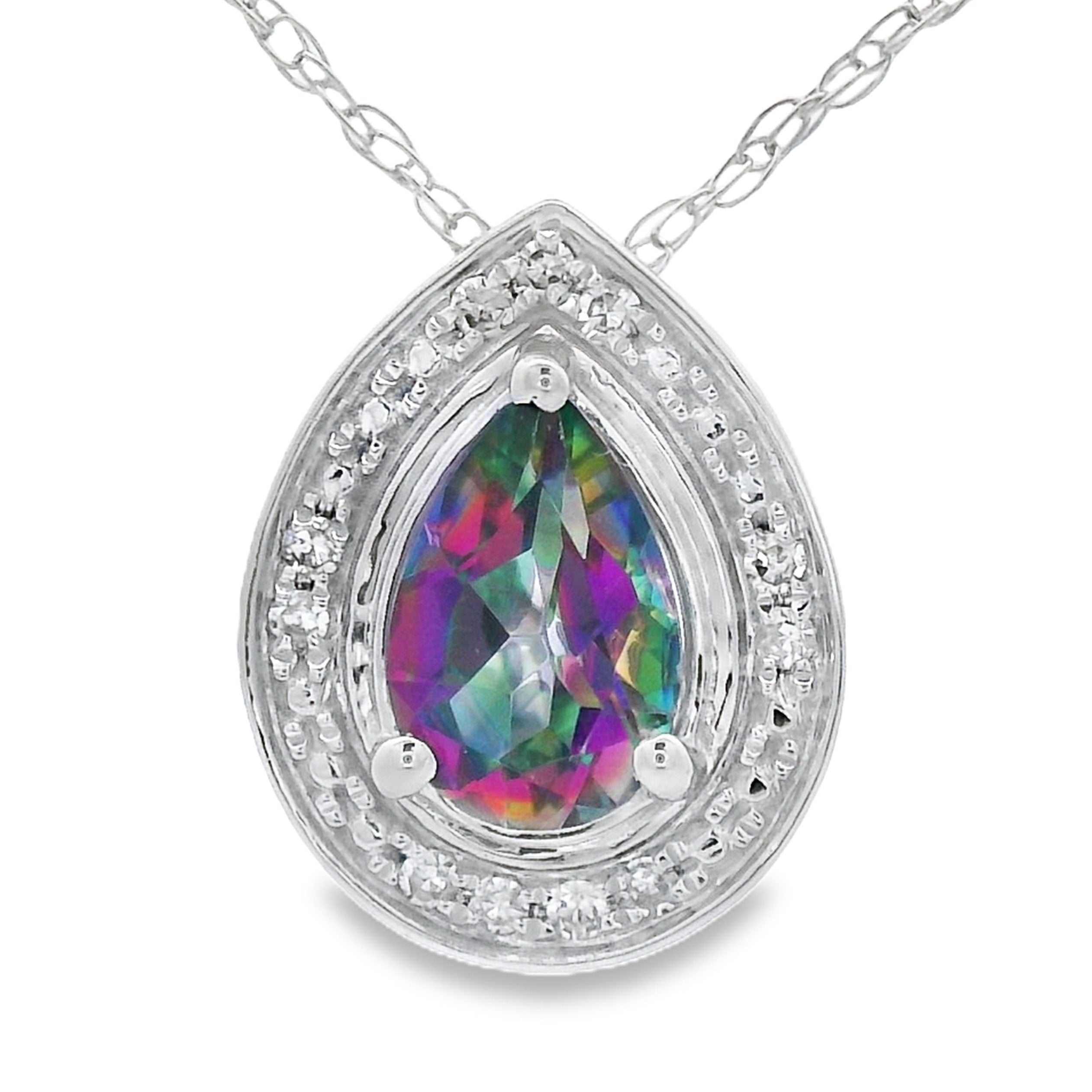 Mystic Fire Topaz Fashion Pendants 10KT White Gold by Bids.com