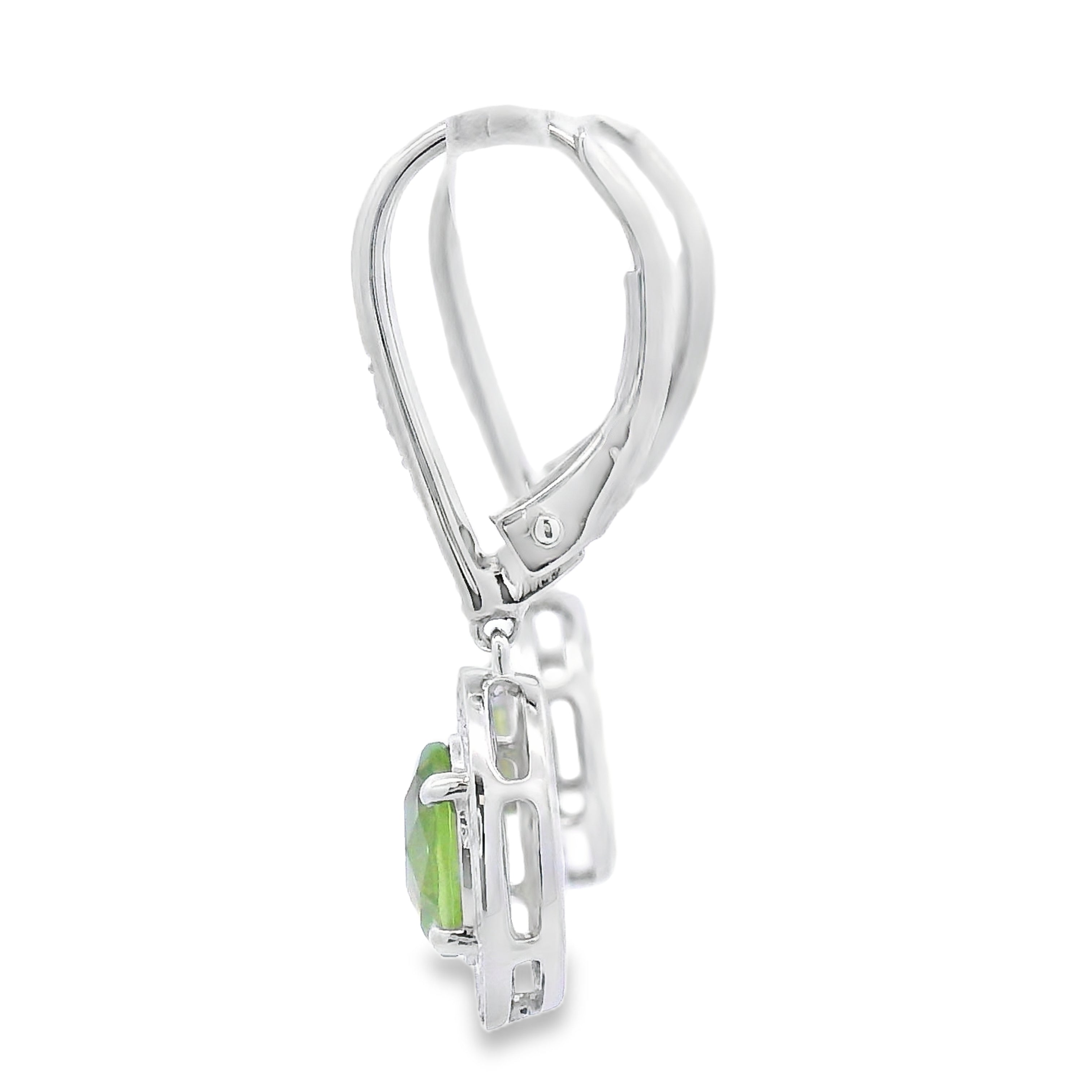 1.21ct Peridot Diamond Dangle Earrings 10KT White Gold by Bids.com