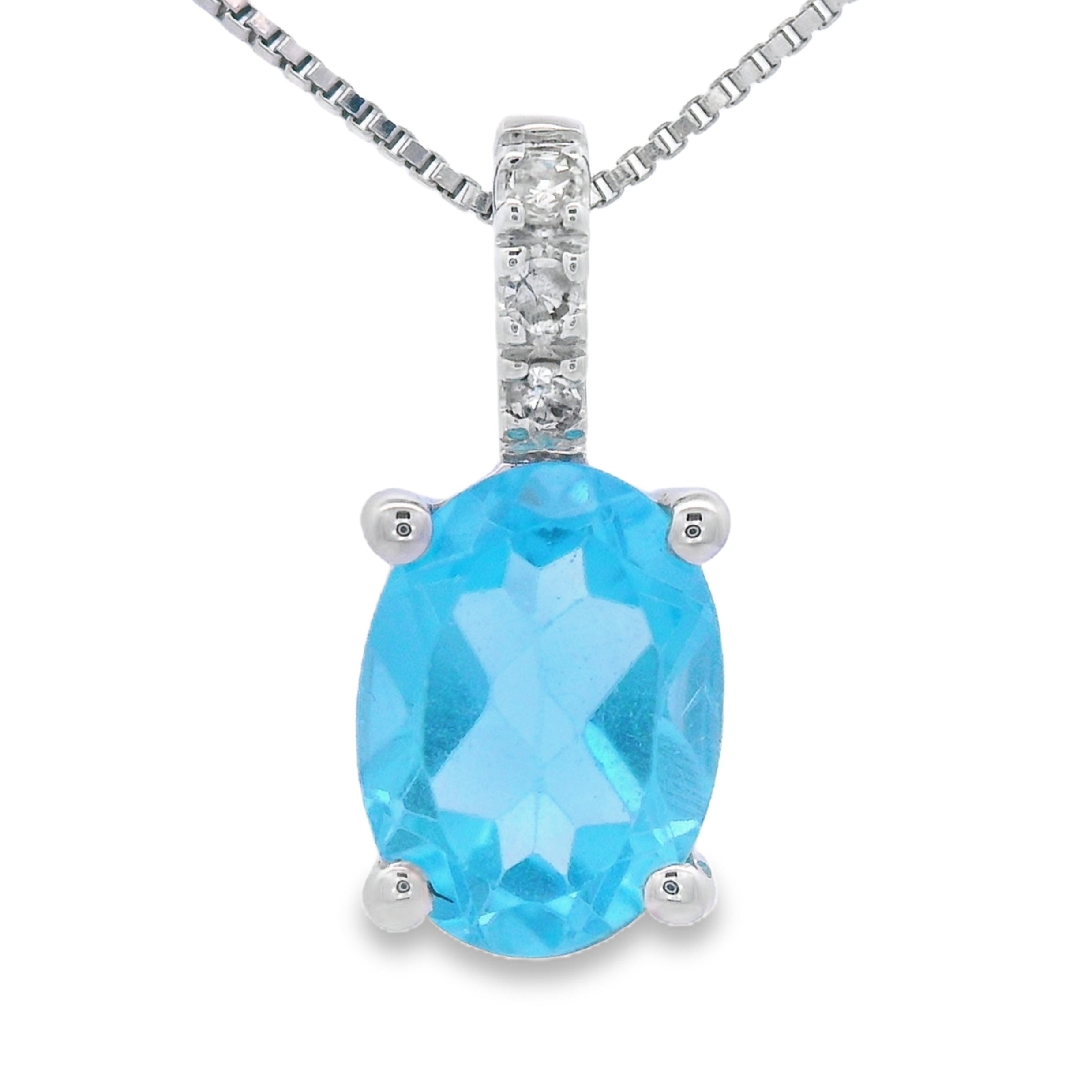 Blue Topaz Diamond Fashion Pendants 10KT White Gold by Bids.com
