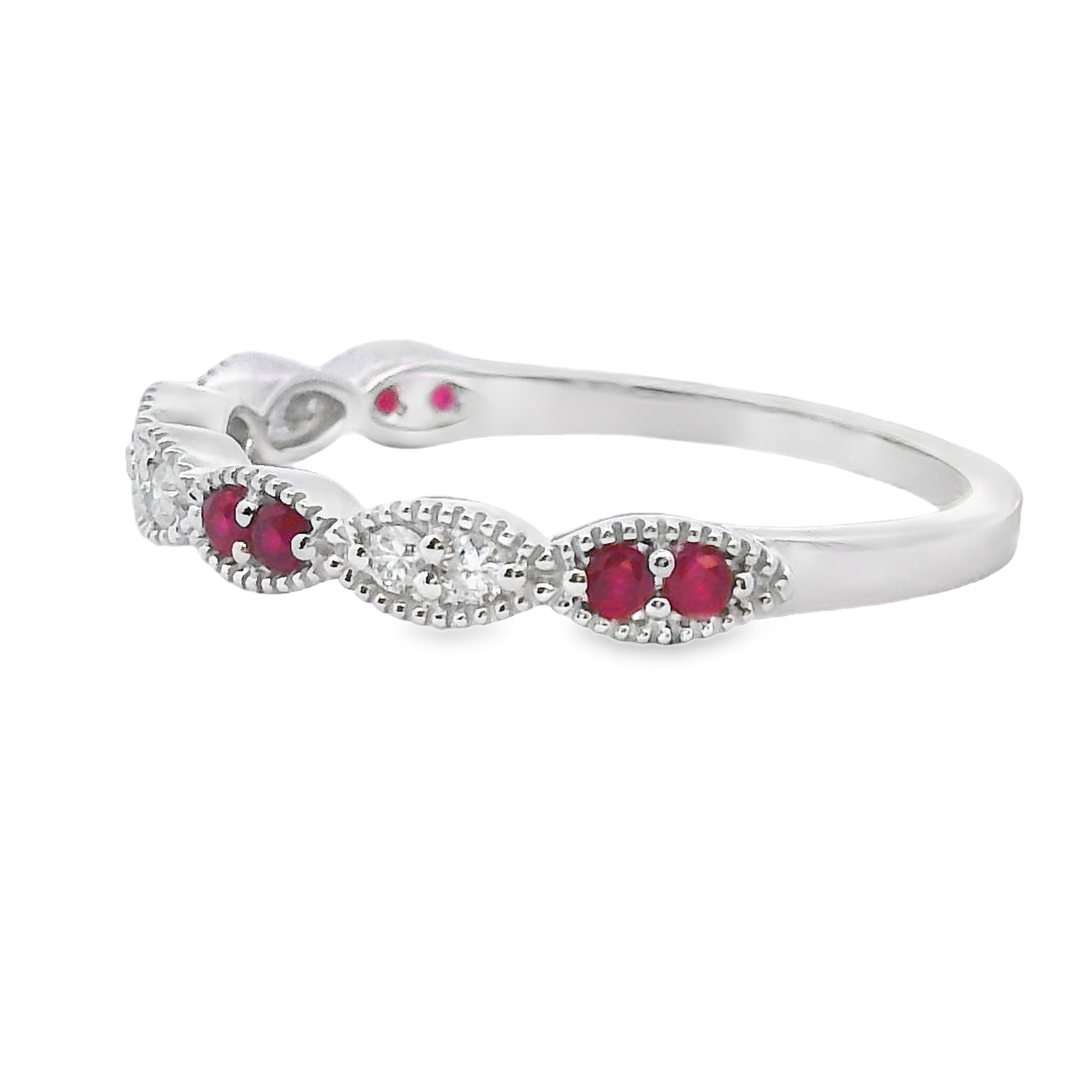 .25ct Ruby Diamond stackable band set 14KT White Gold by Bids.com