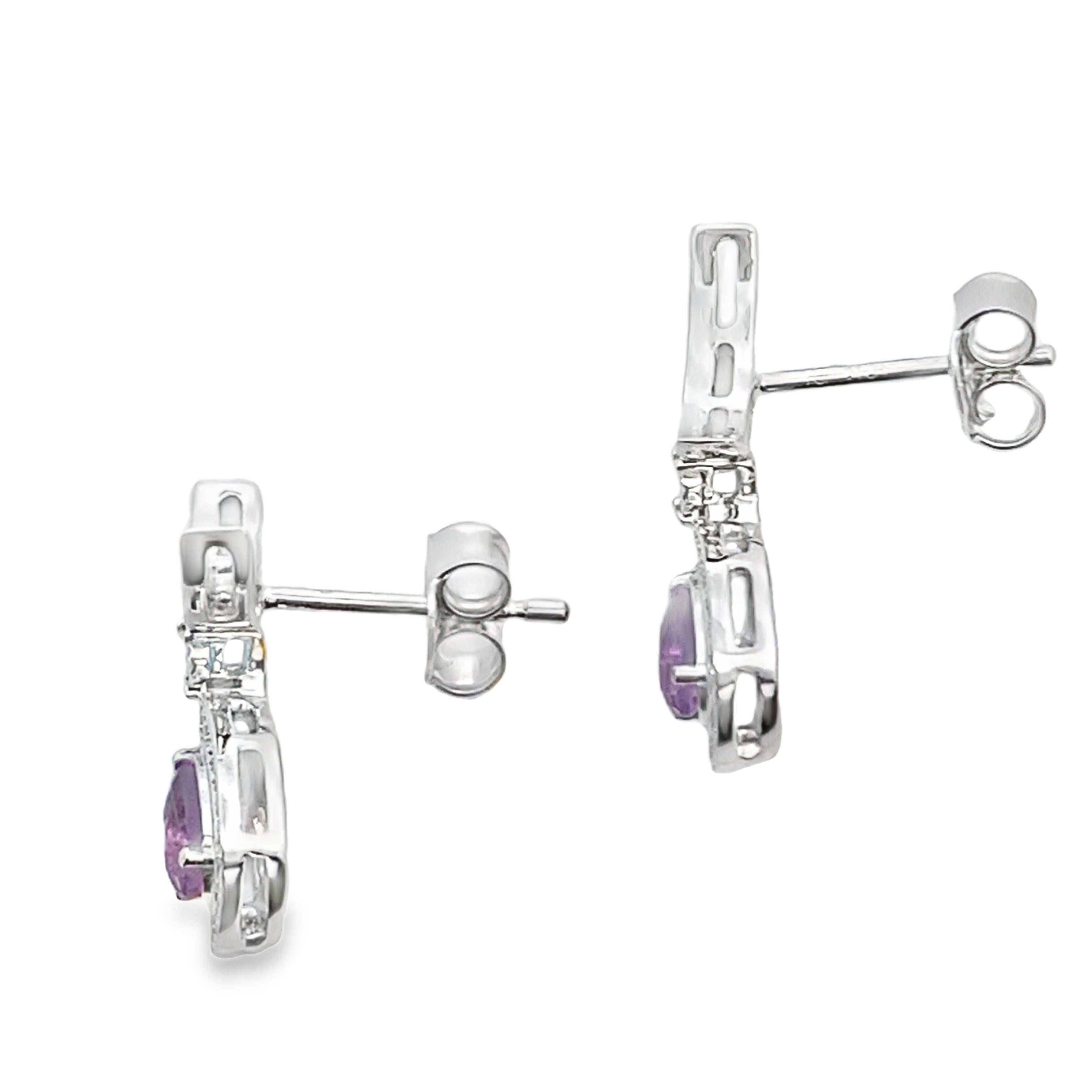 .48ct Amethyst Diamond Dangle Earrings 10KT White Gold by Bids.com