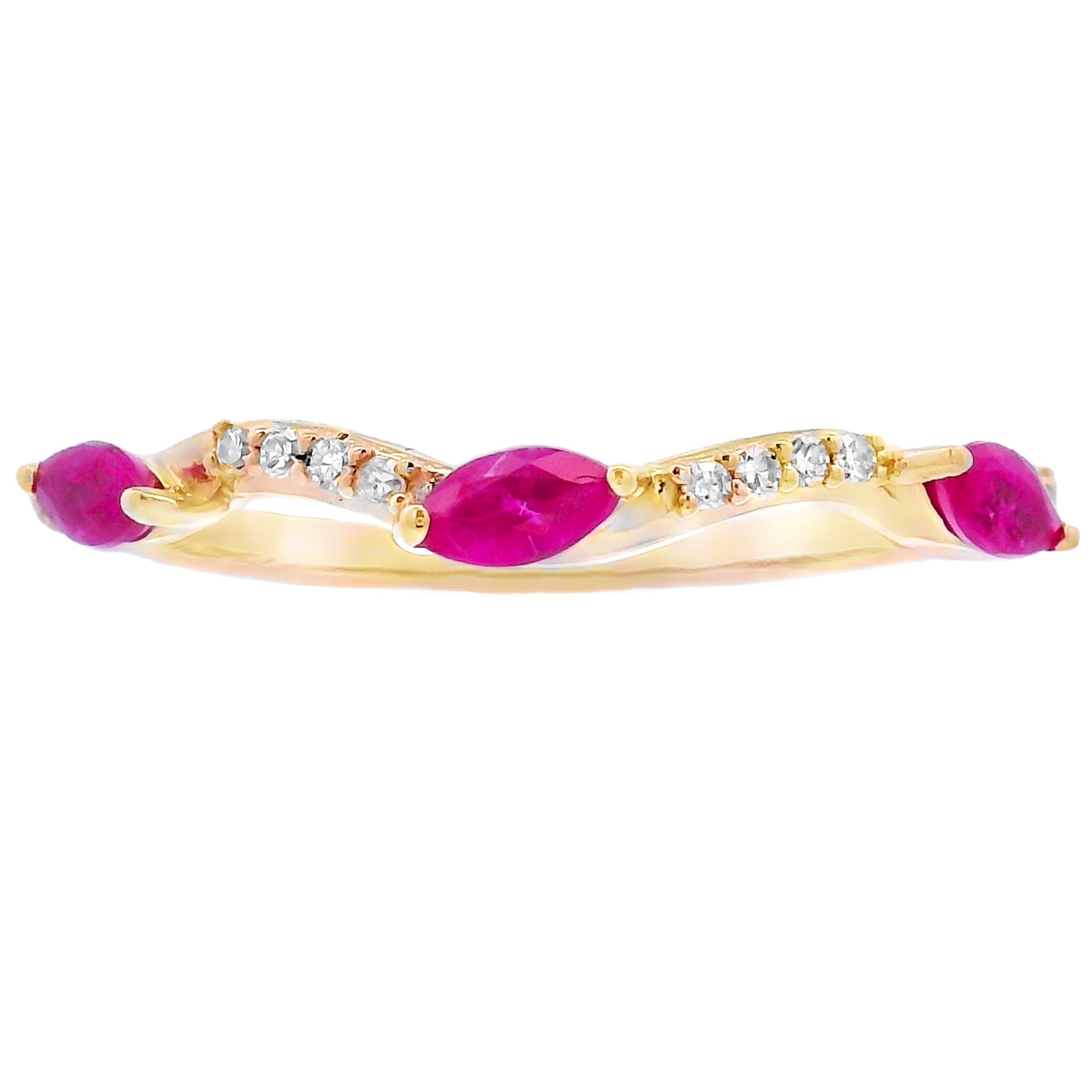 .21ct Ruby Diamond stackable band set 14KT Yellow Gold by Bids.com
