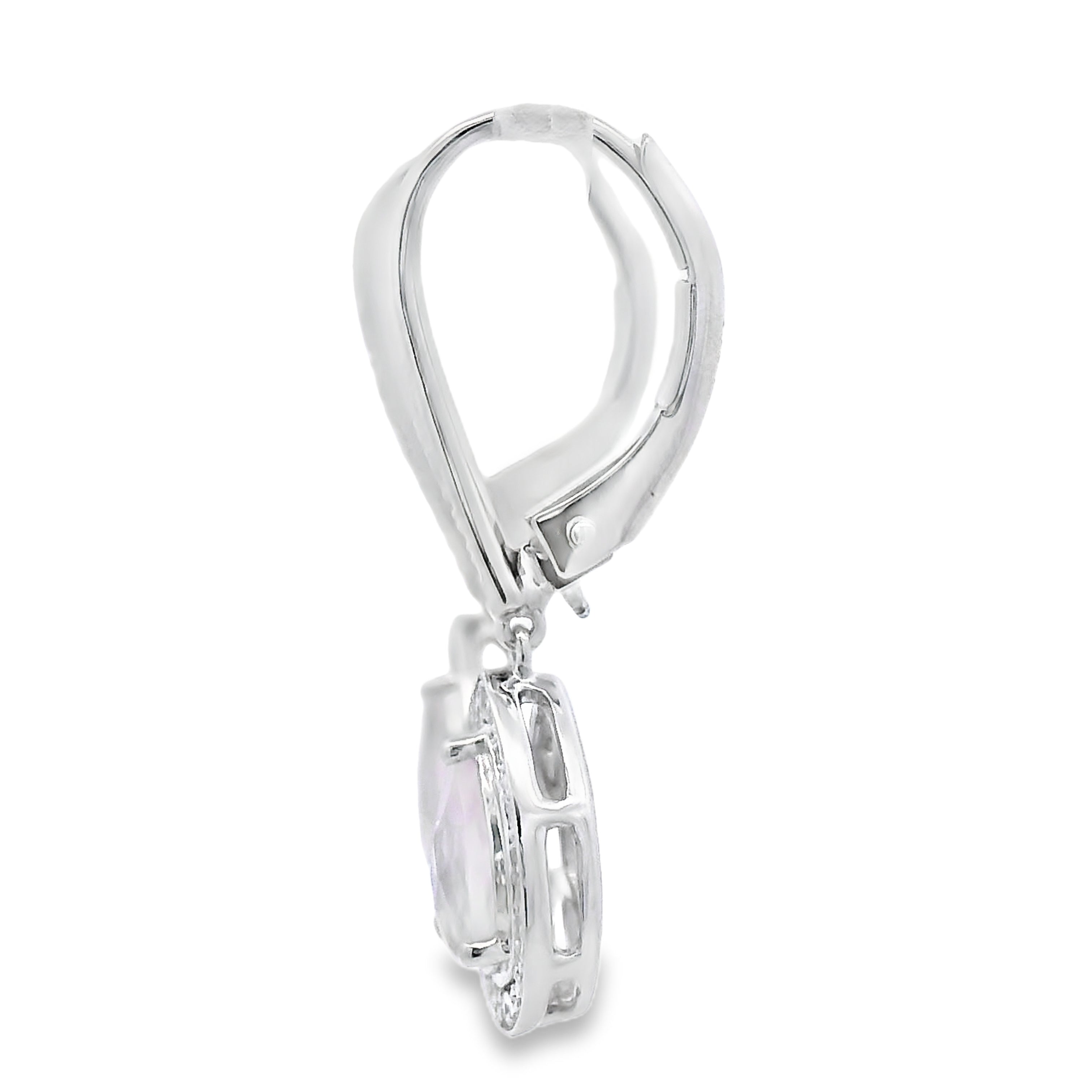Rose Quartz Diamond Dangle Earrings 10KT White Gold by Bids.com
