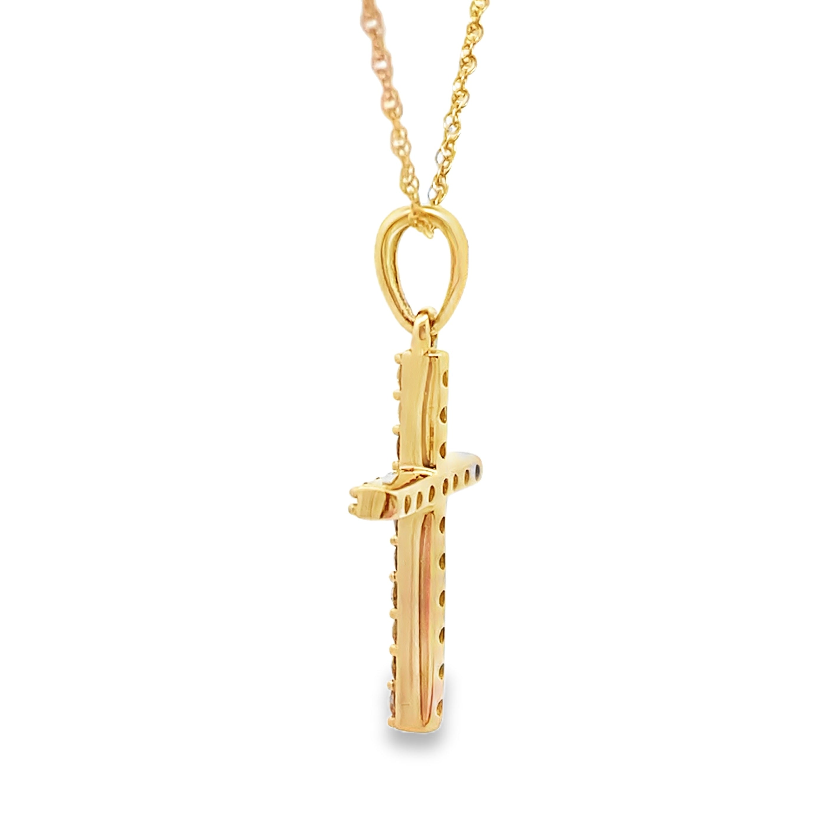 .13ct Diamond Cross Religious Pendant 14KT Yellow Gold by Bids.com