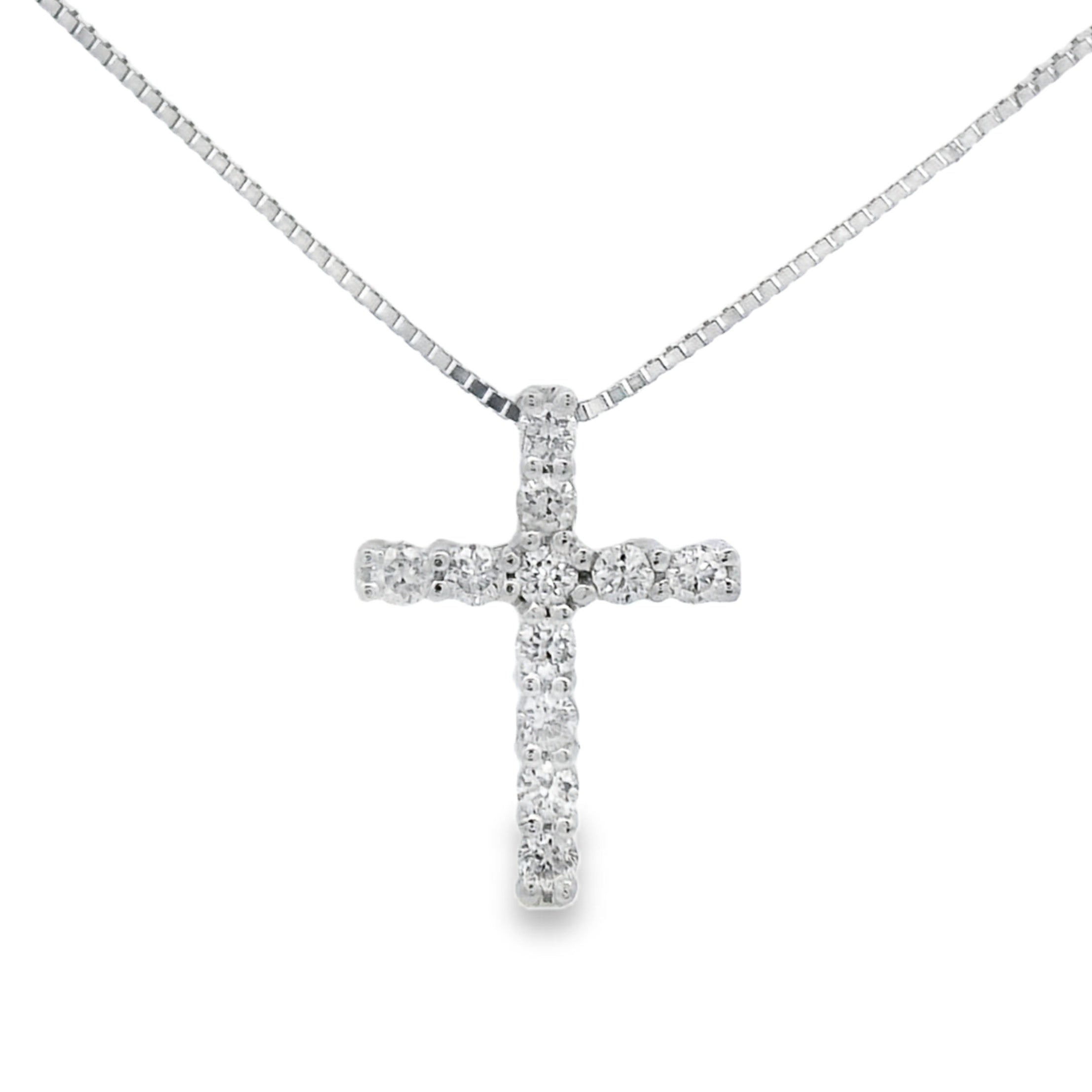 .15ct Diamond Cross Religious Pendant 14KT White Gold by Bids.com