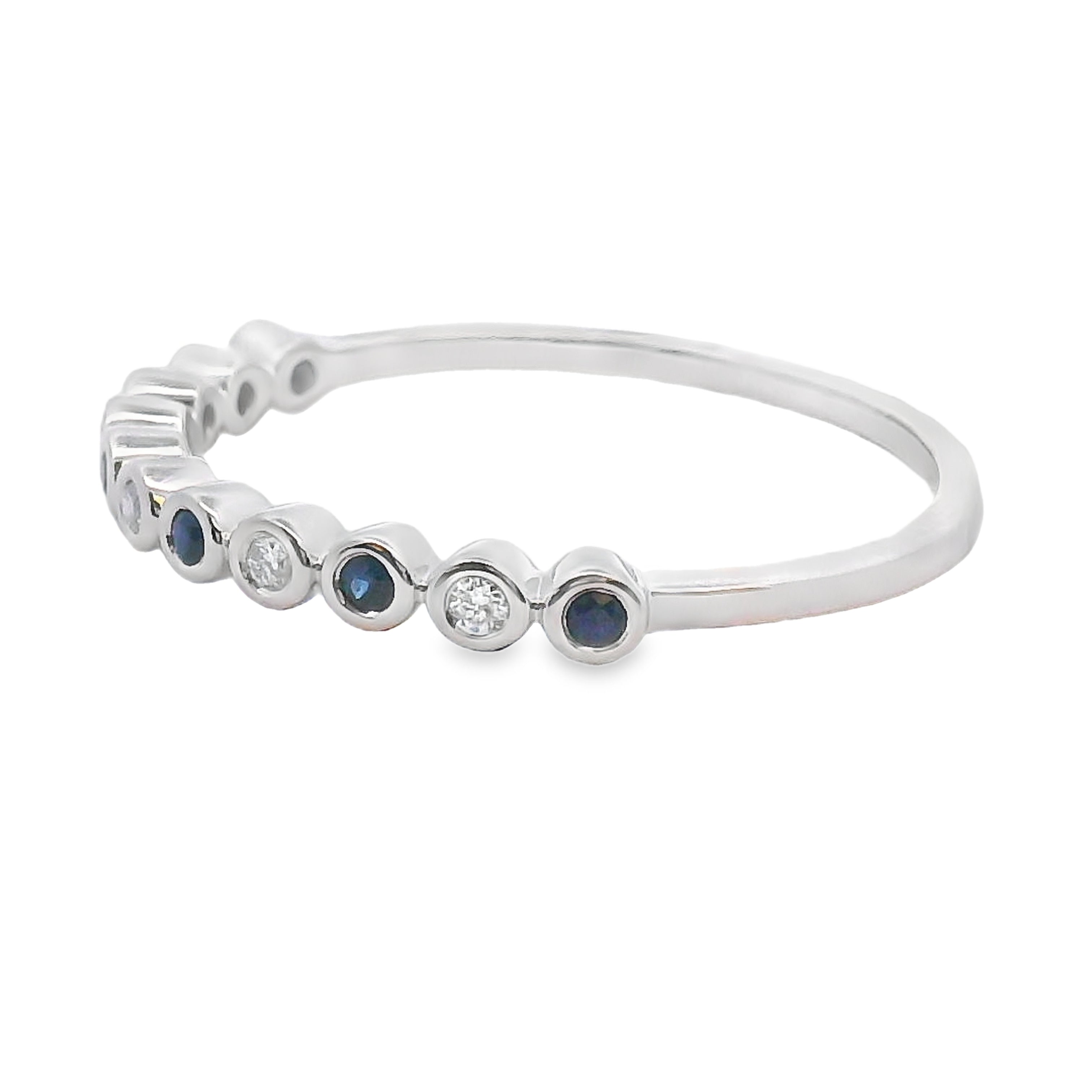 Sapphire Diamond stackable band set 14KT White Gold by Bids.com
