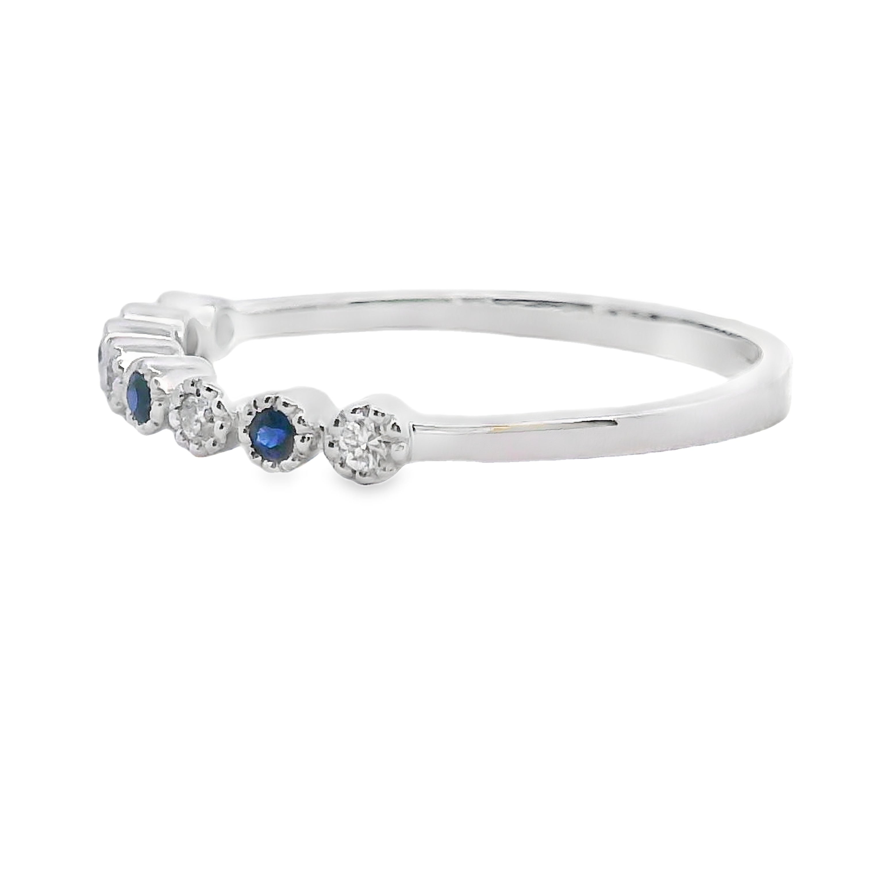 Sapphire Diamond stackable band set 14KT White Gold by Bids.com