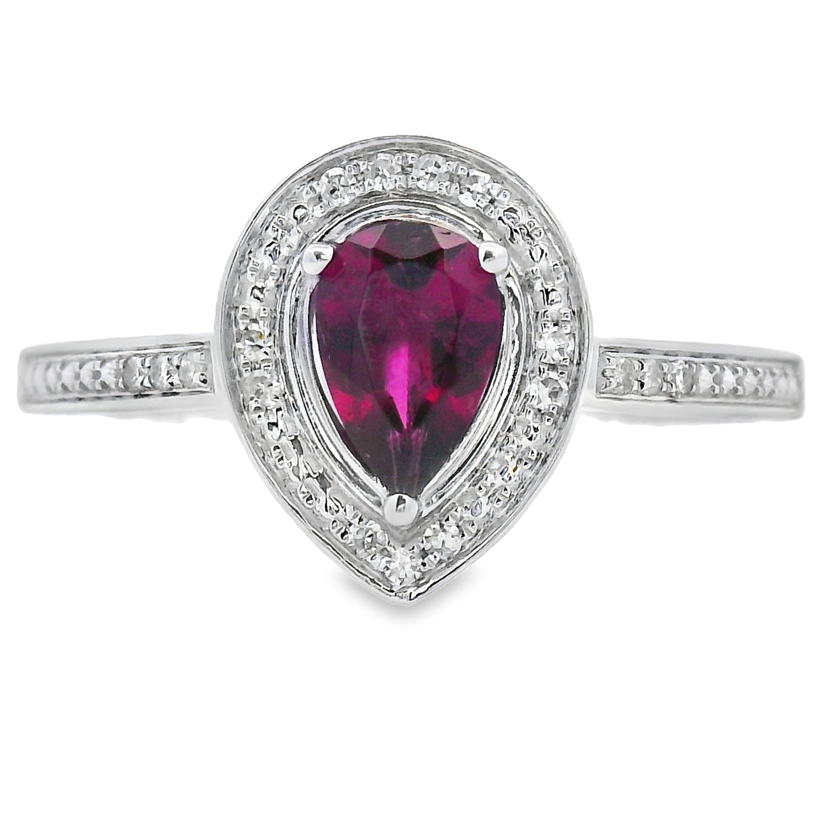 Natural .56ct Garnet Diamond Ring 10KT White Gold by Bids.com