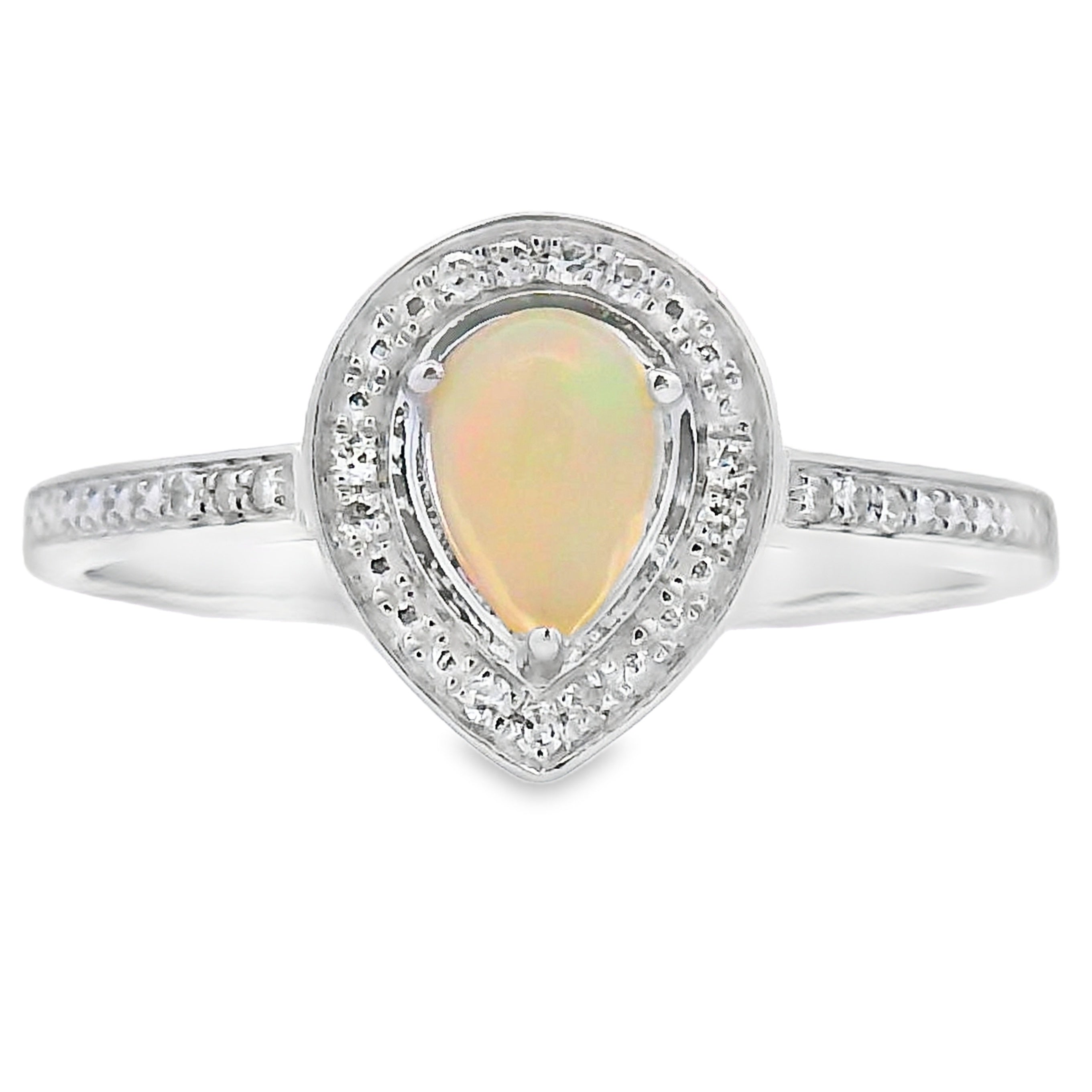 Genuine .30ct Opal Diamond Ring 10KT White Gold by Bids.com