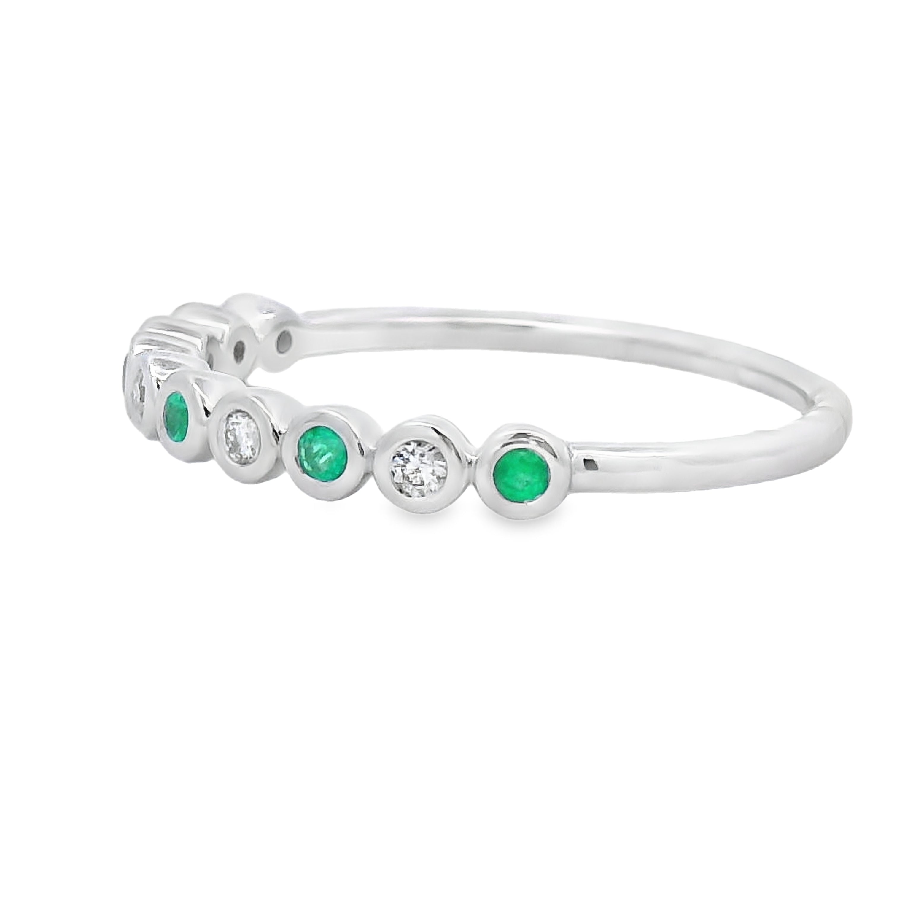 Emerald Diamond stackable band set 14KT White Gold by Bids.com