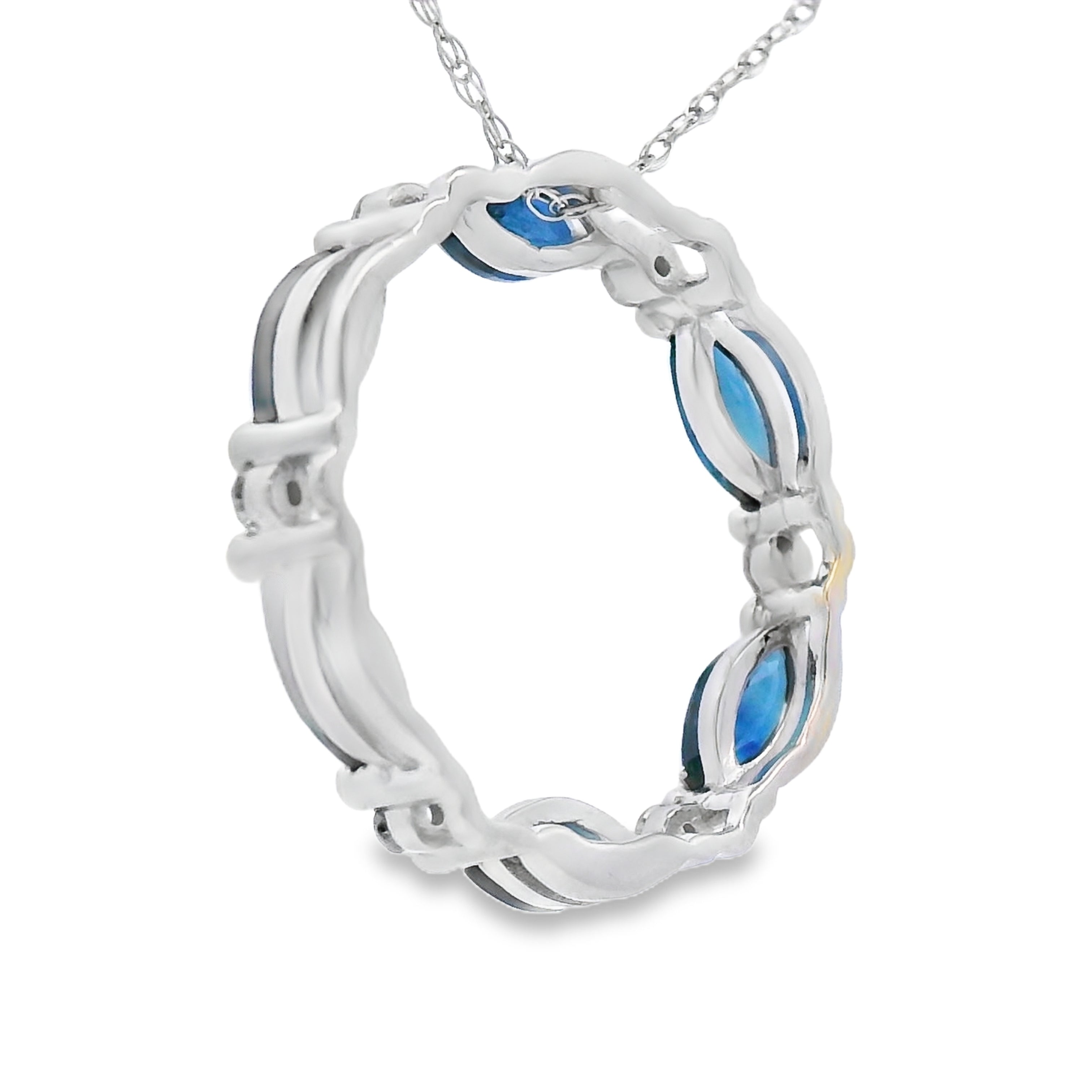 Sapphire Diamond Circle of Love Pendant 10KT White Gold by Bids.com