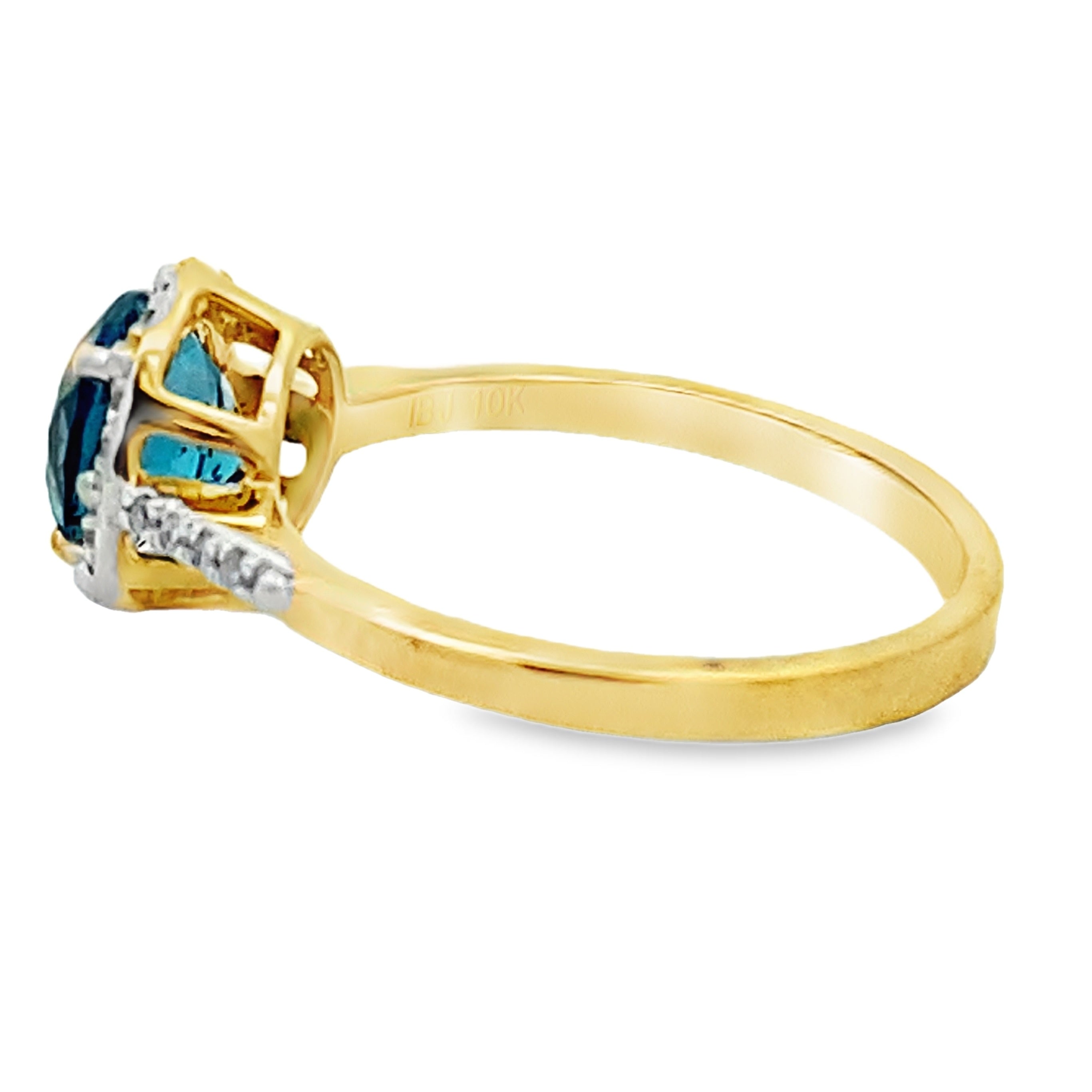 1.35ct London Blue Topaz Diamond Ring 10KT Yellow Gold by Bids.com