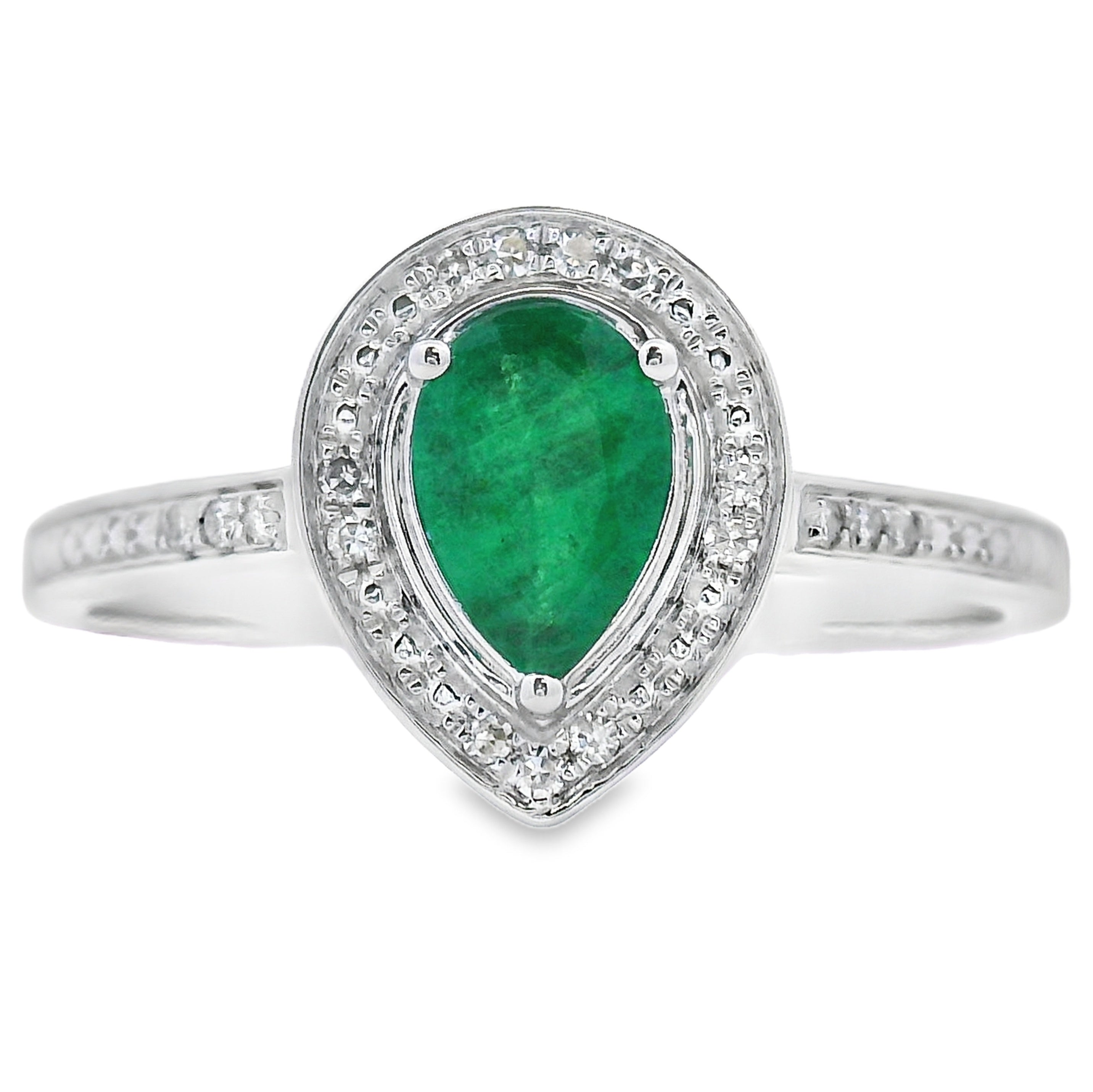 Genuine .42ct Emerald Diamond Ring 10KT White Gold by Bids.com