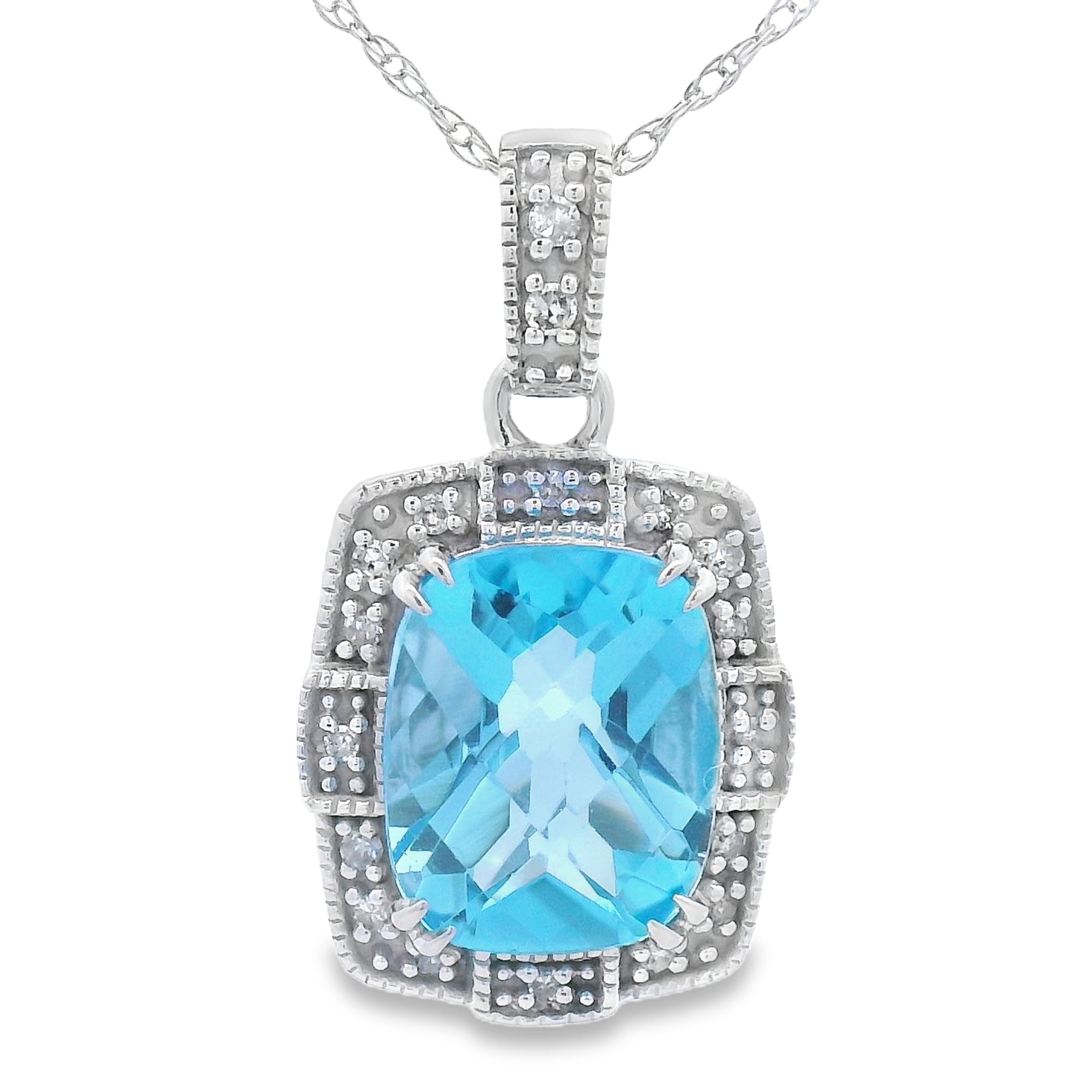 Blue Topaz Diamond Fashion Pendants 10KT White Gold by Bids.com