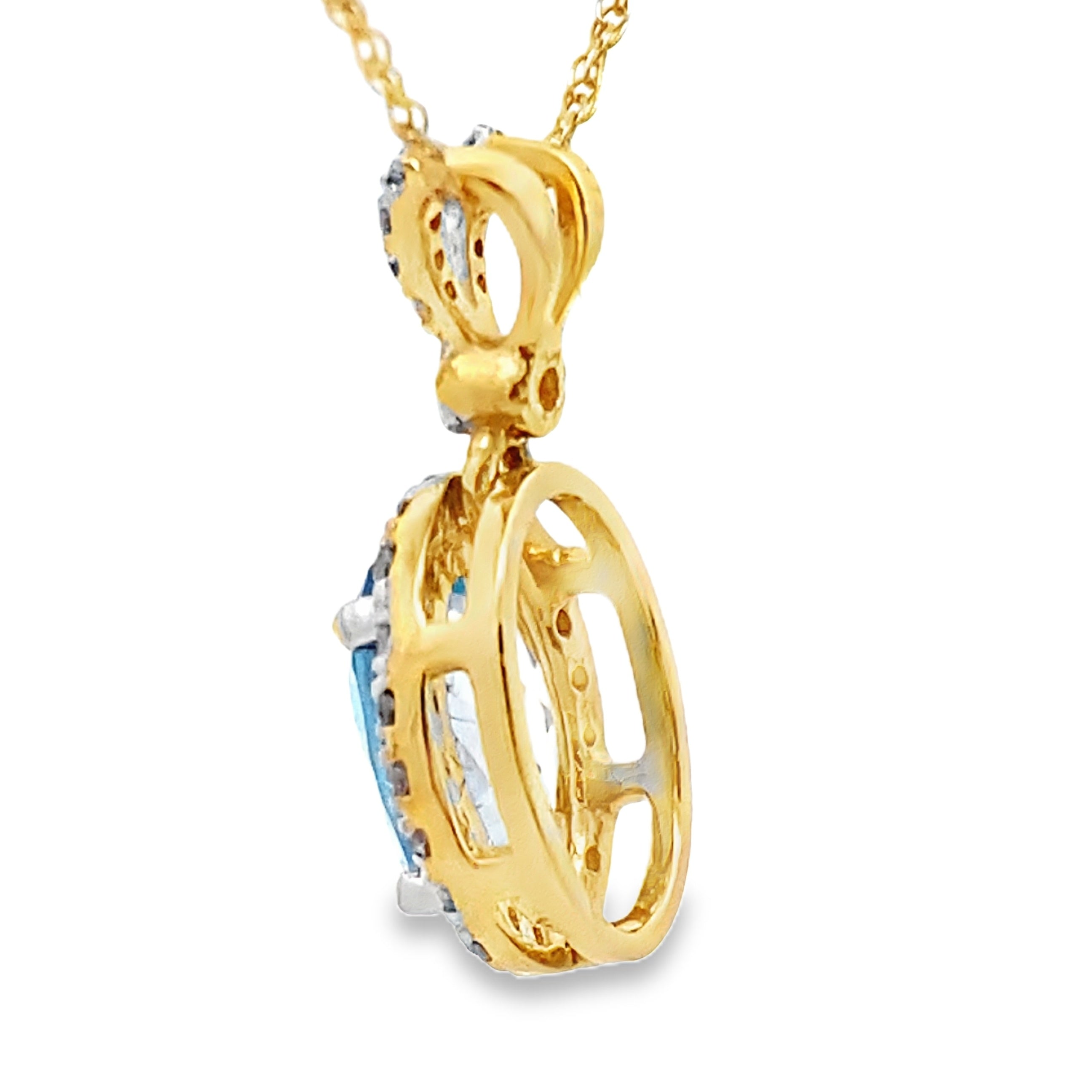 Blue Topaz Diamond Fashion Pendants 14KT Yellow Gold by Bids.com
