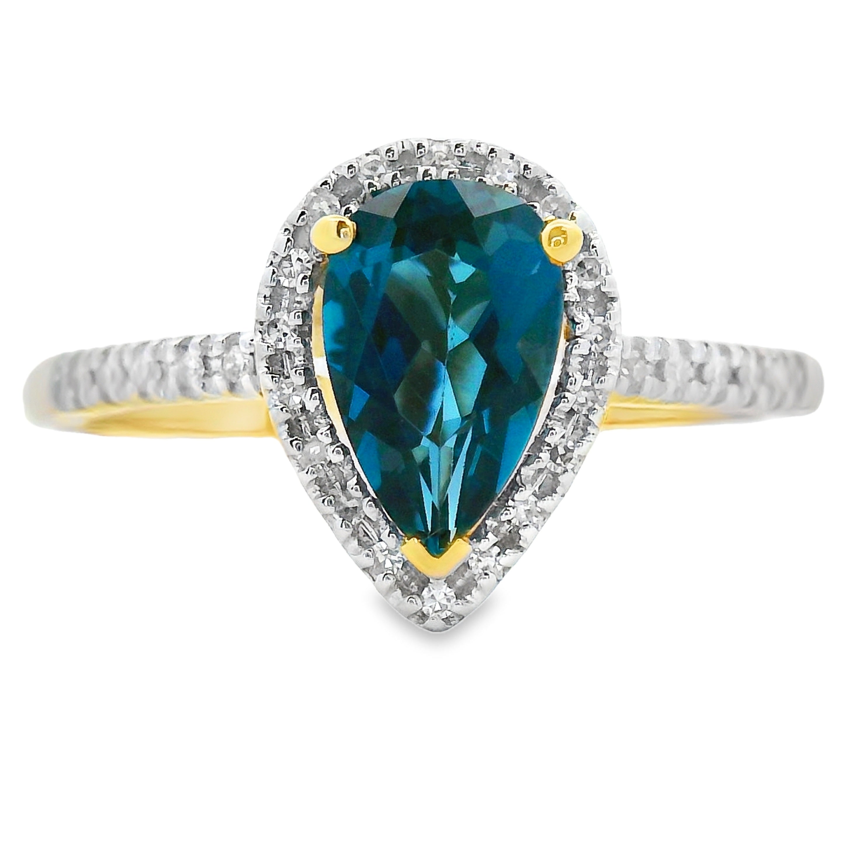 1.13ct London Blue Topaz Diamond Ring 14KT Yellow Gold by Bids.com