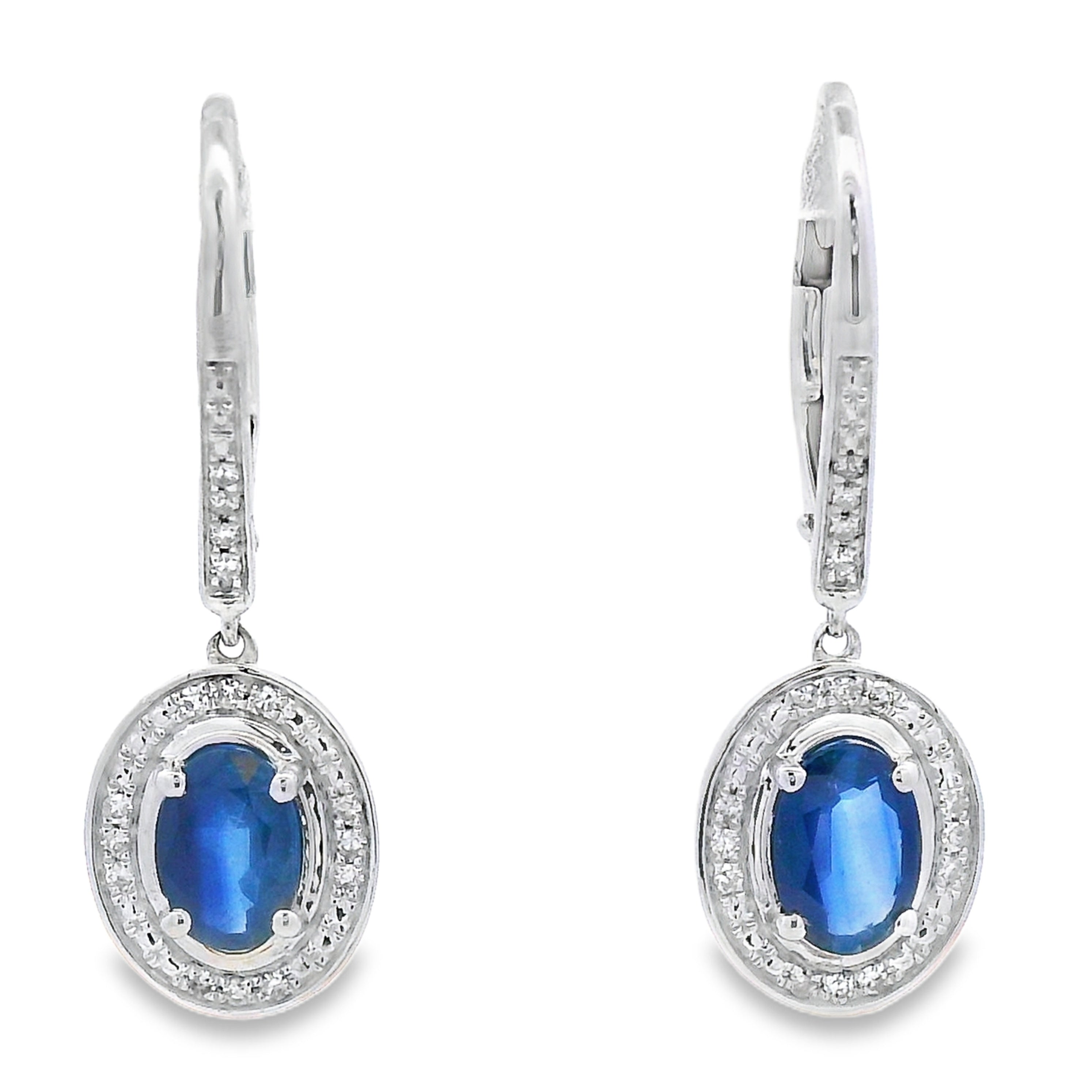 1.28ct Sapphire Diamond Dangle Earrings 10KT White Gold by Bids.com