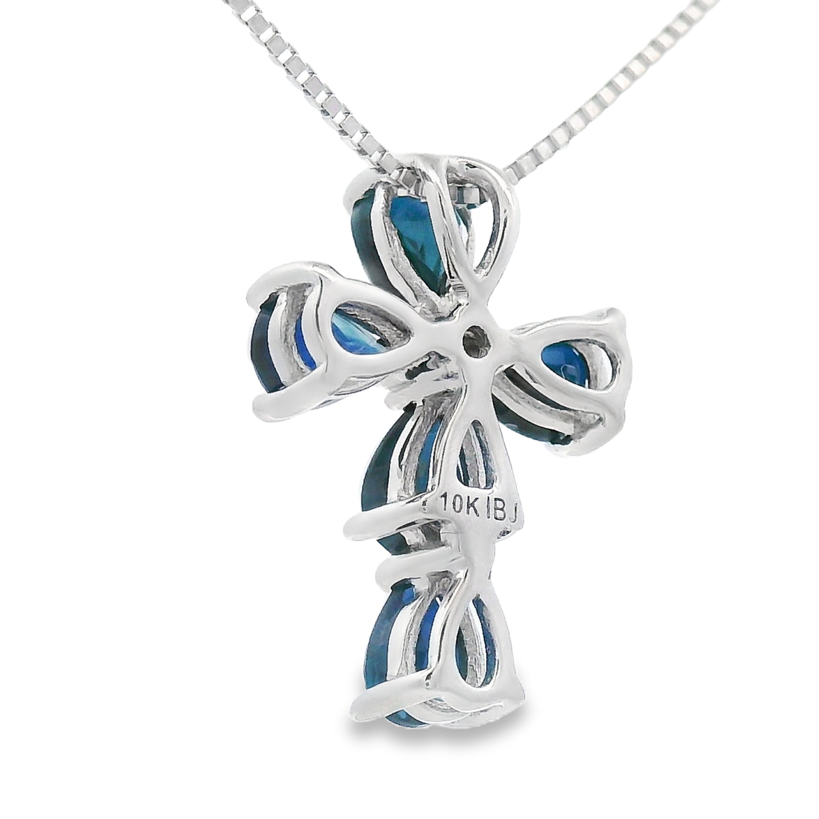 .82ct Sapphire Cross Religious Pendant 10KT White Gold by Bids.com
