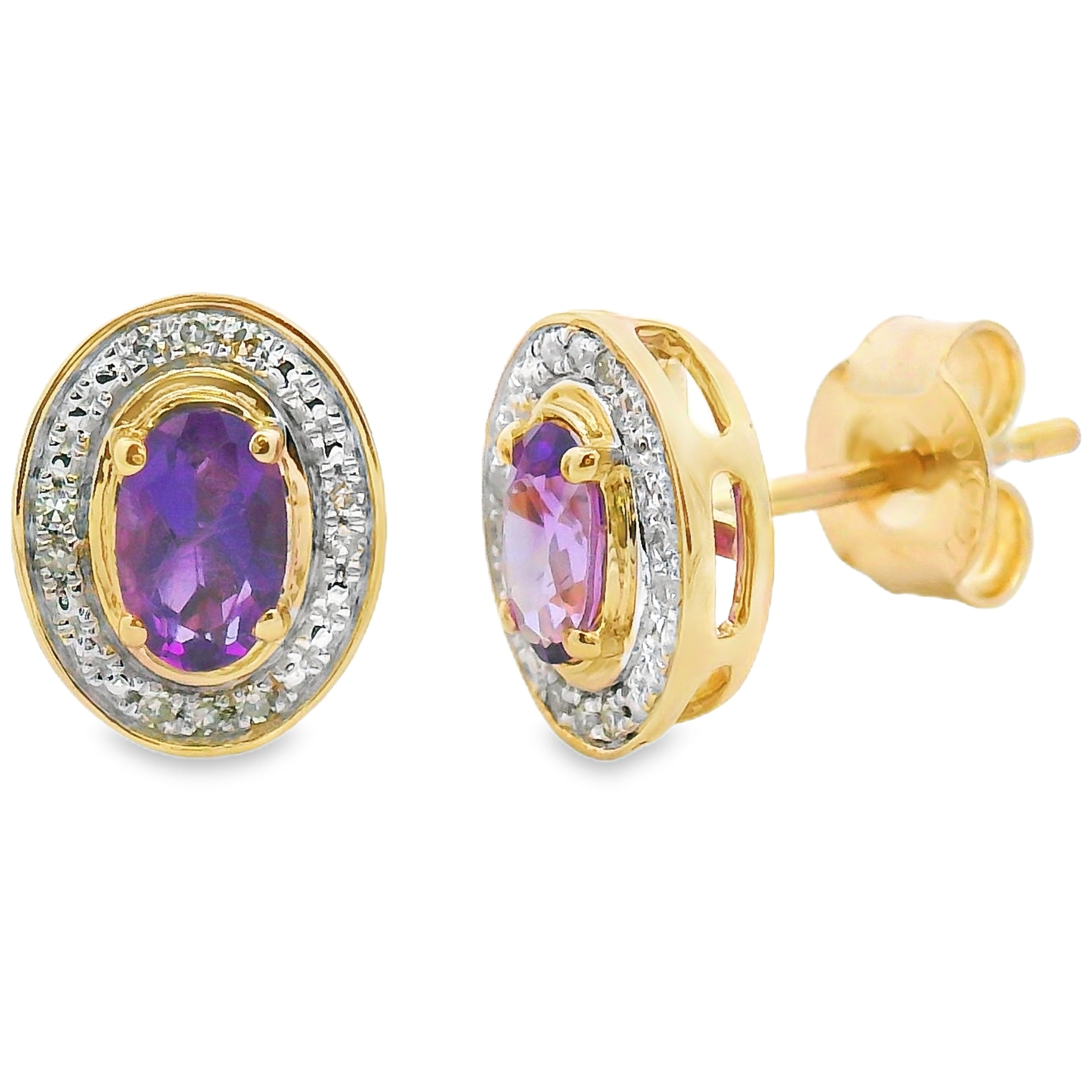 .49ct Amethyst Diamond Earrings 10KT Yellow Gold by Bids.com