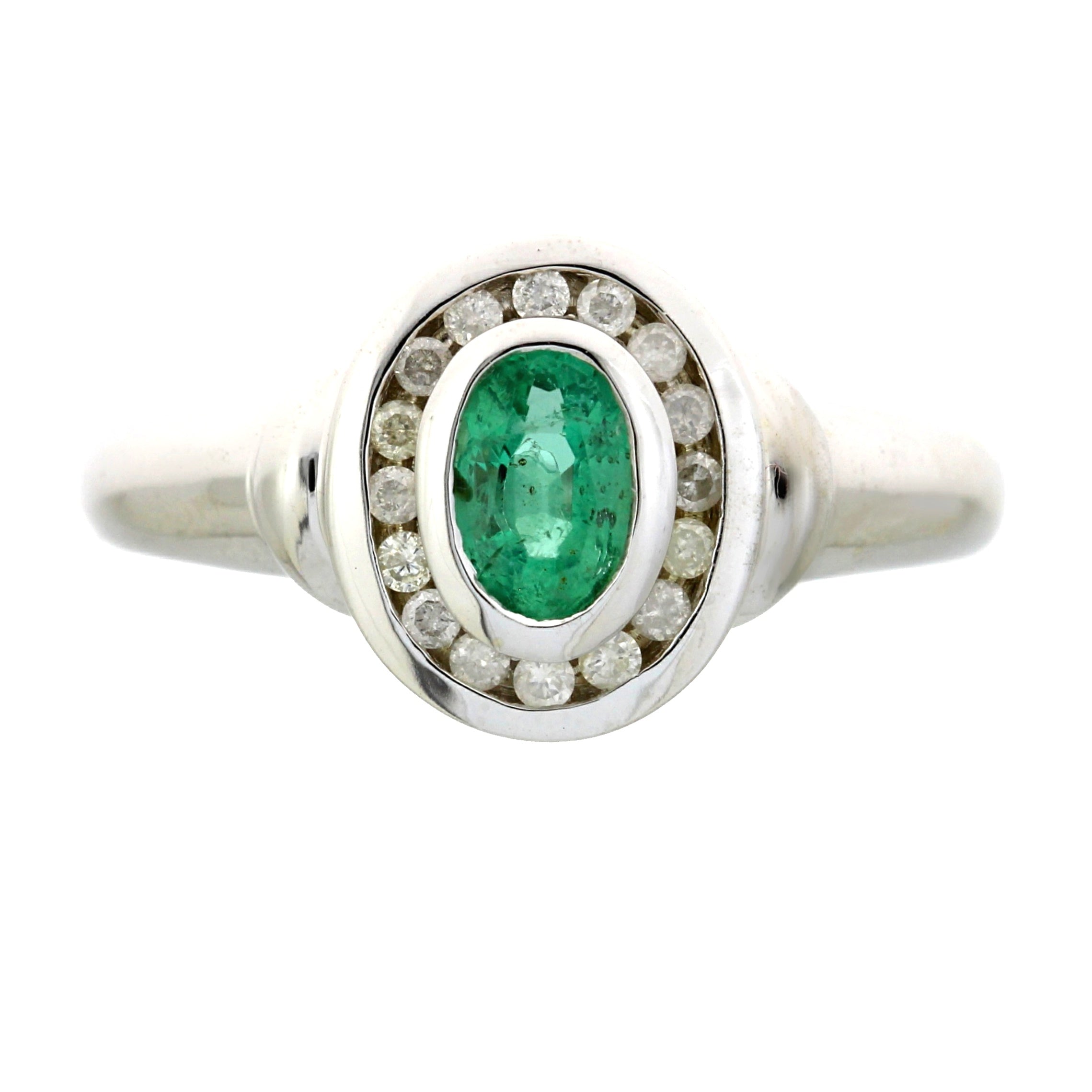 Natural .60ct Emerald Diamond Ring 10KT White Gold by Bids.com