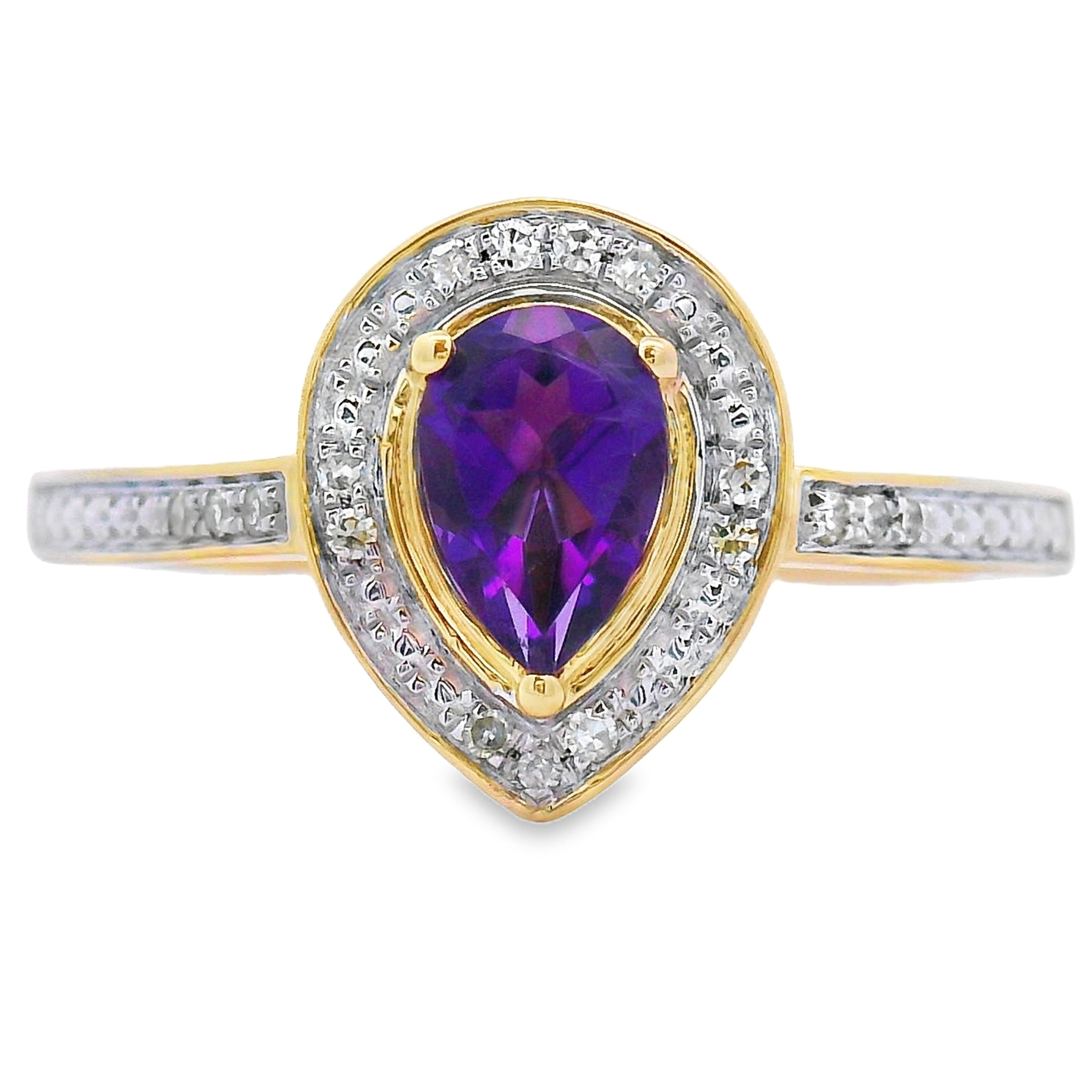 Genuine .42ct Amethyst Diamond Ring 10KT Yellow Gold by Bids.com