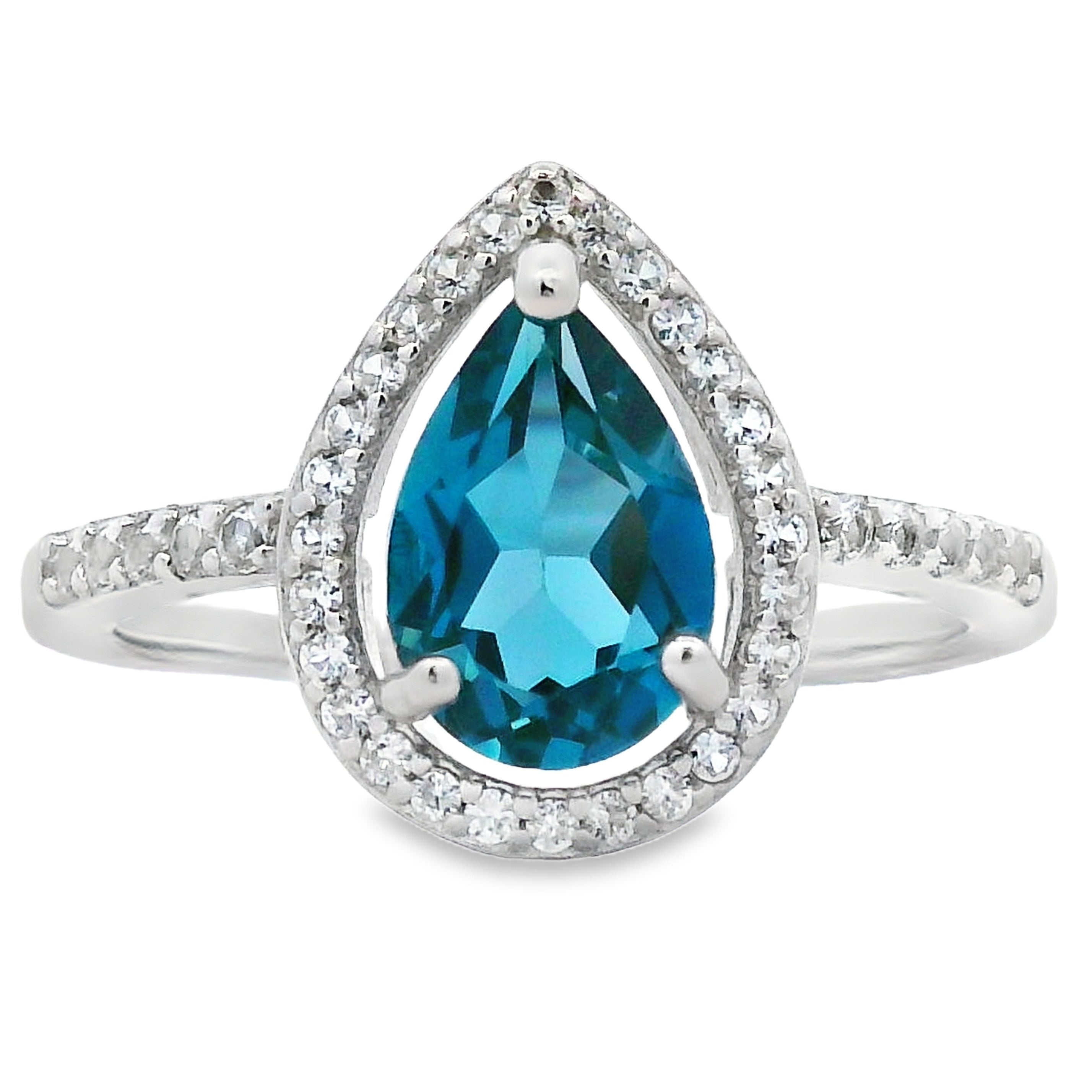 London Blue Topaz Created Sapphire Ring Sterling Silver by Bids.com