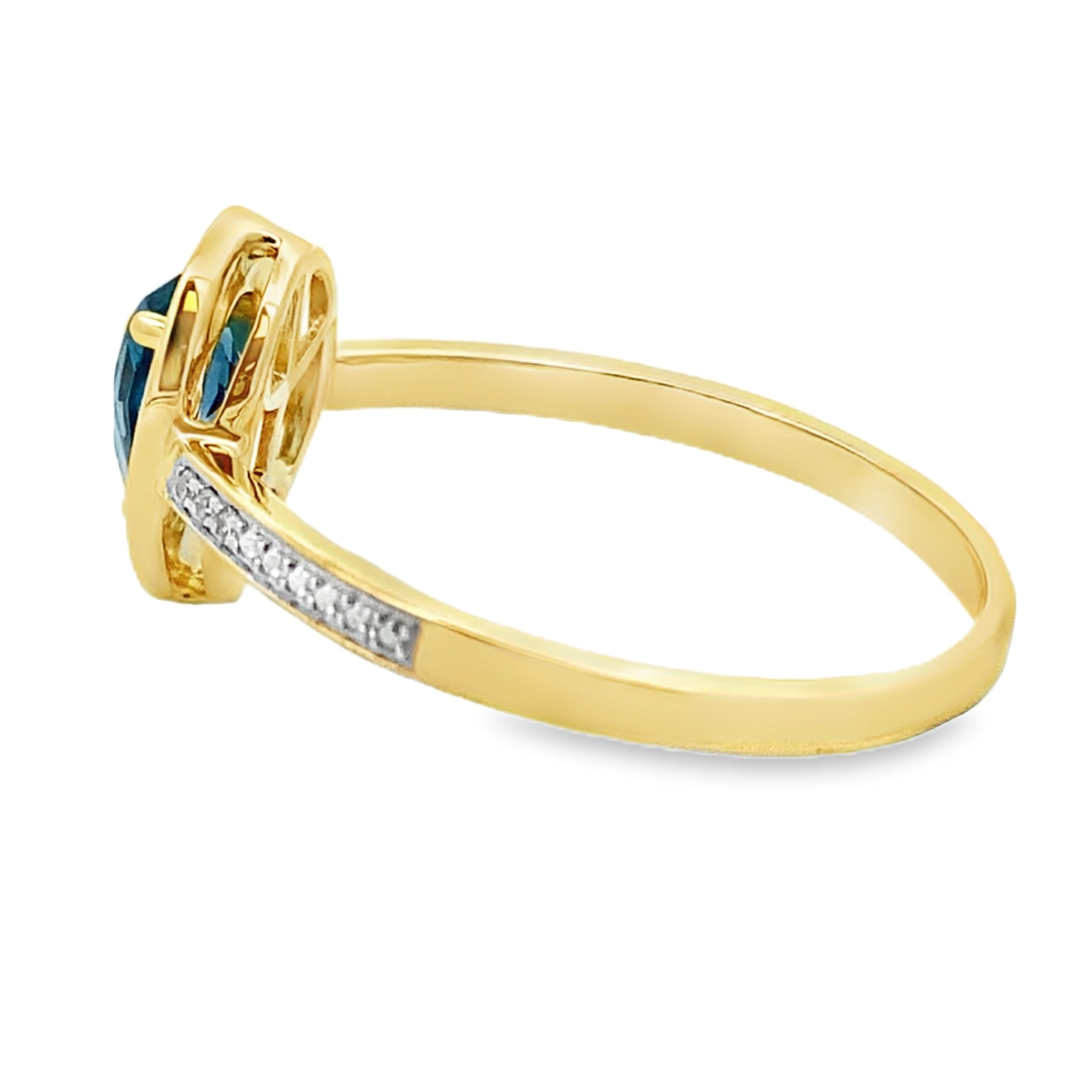 .54ct London Blue Topaz Diamond Ring 10KT Yellow Gold by Bids.com