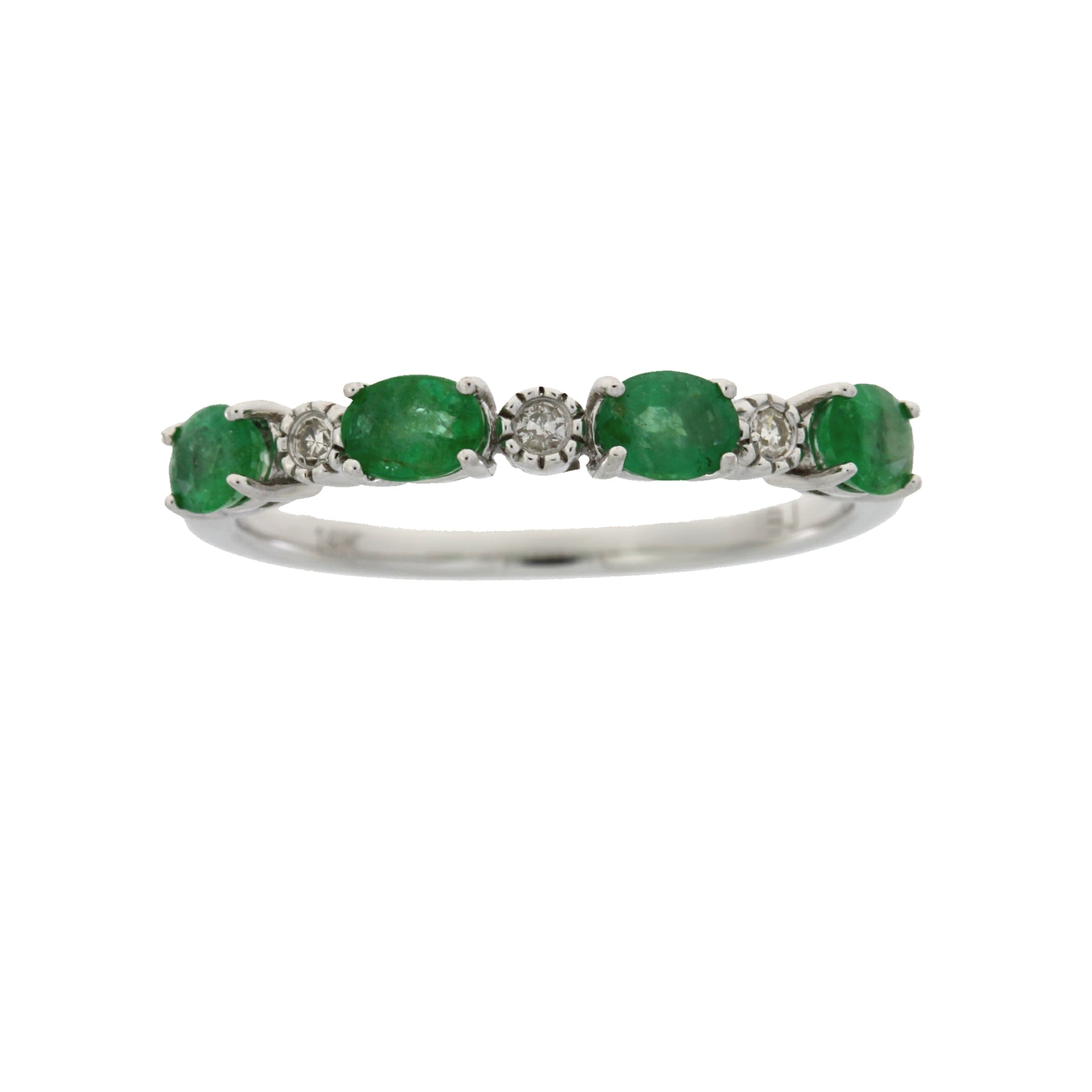 Emerald Diamond Fashion band rings 14KT White Gold by Bids.com