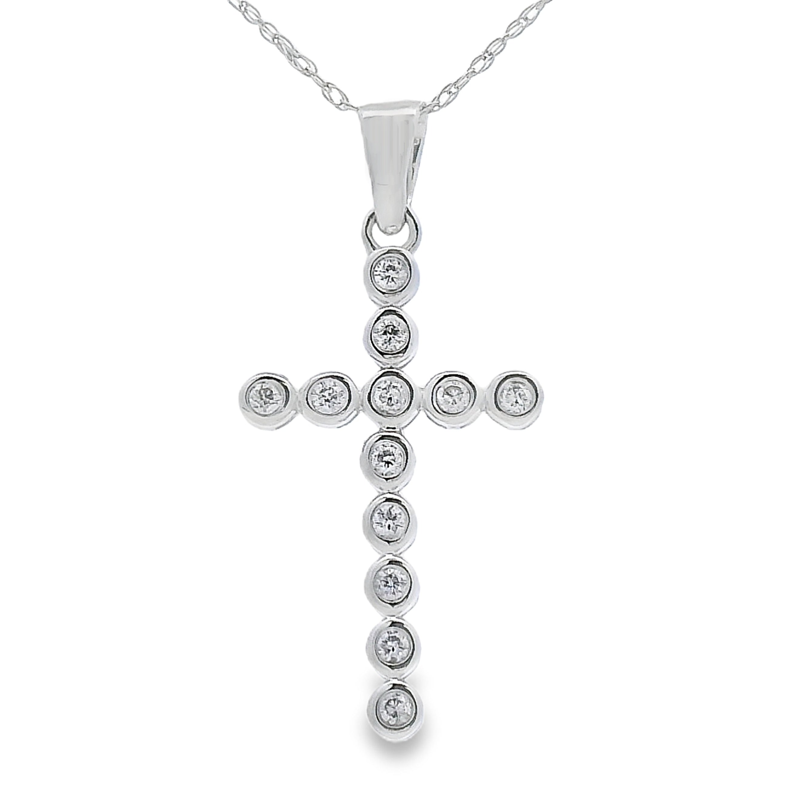 .12ct Diamond Cross Religious Pendant 14KT White Gold by Bids.com