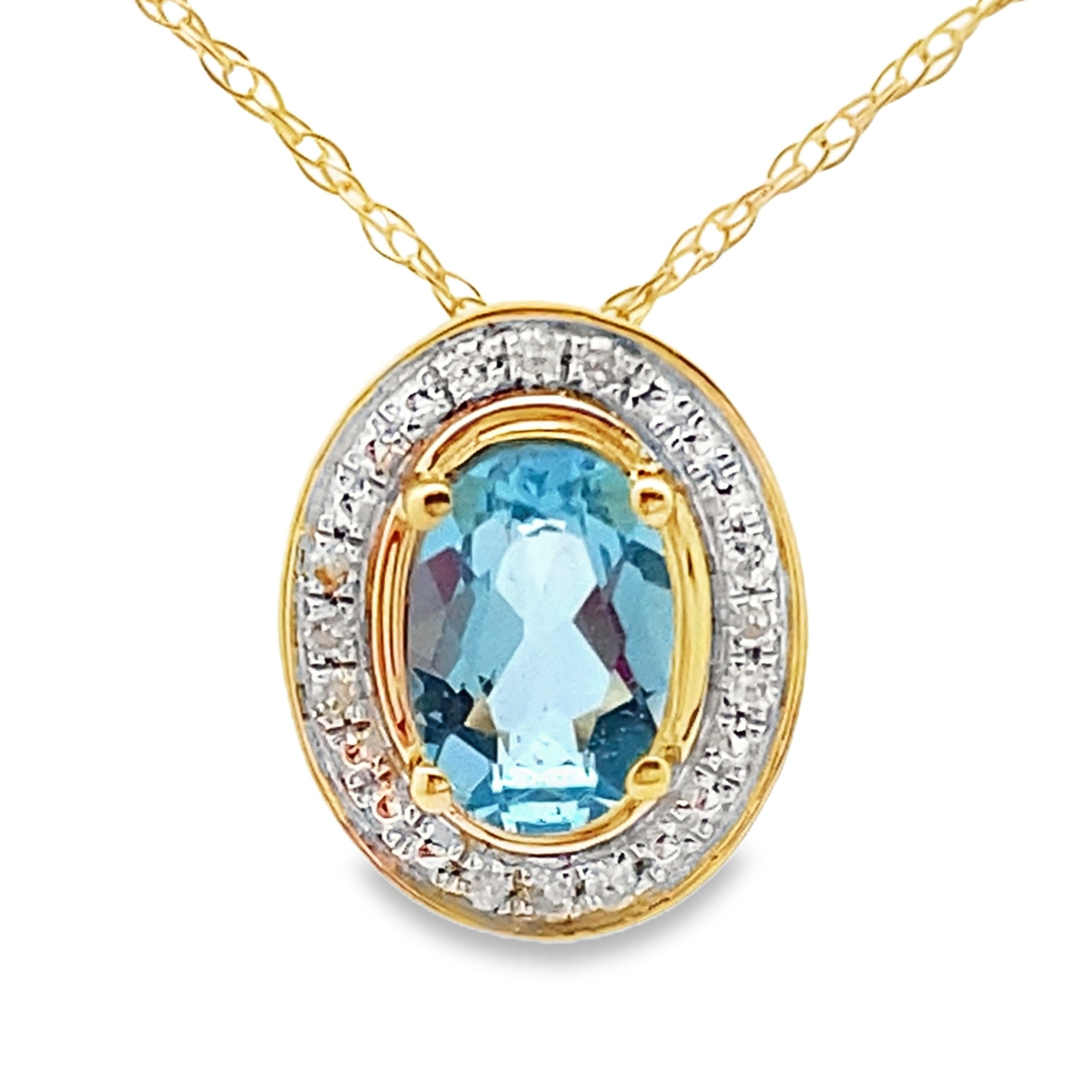 Blue Topaz Diamond Fashion Pendants 10KT Yellow Gold by Bids.com