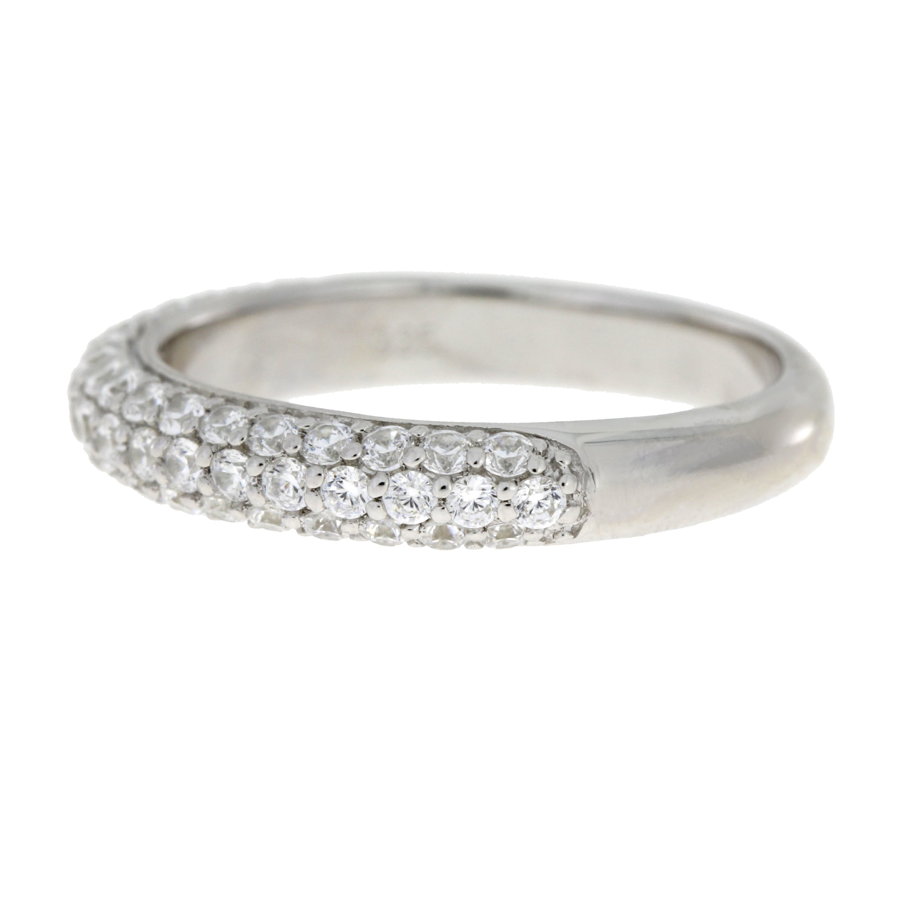 Cubic Zirconium Wedding Band Ring Sterling Silver by Bids.com