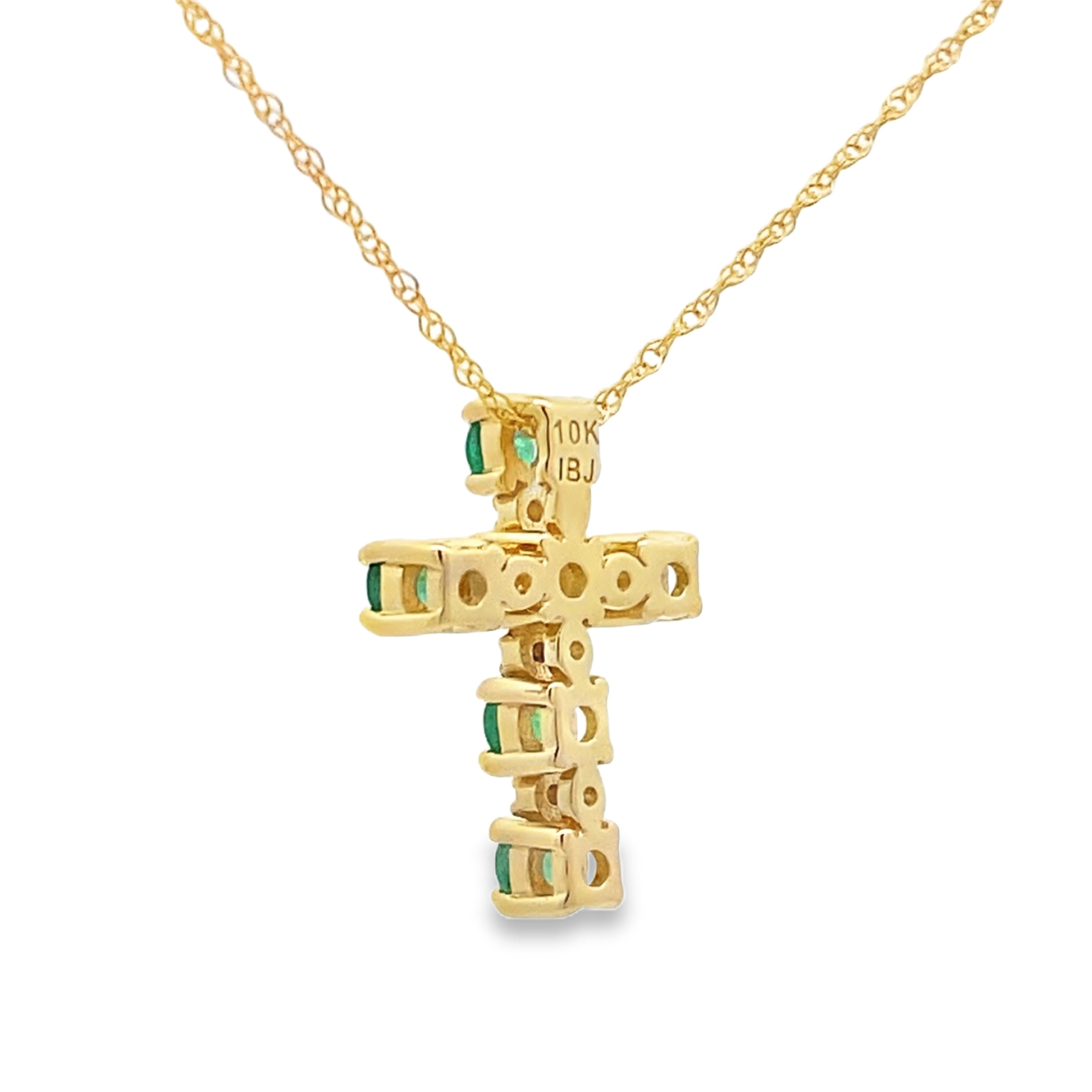 .26ct Emerald Cross Religious Pendant 10KT Yellow Gold by Bids.com