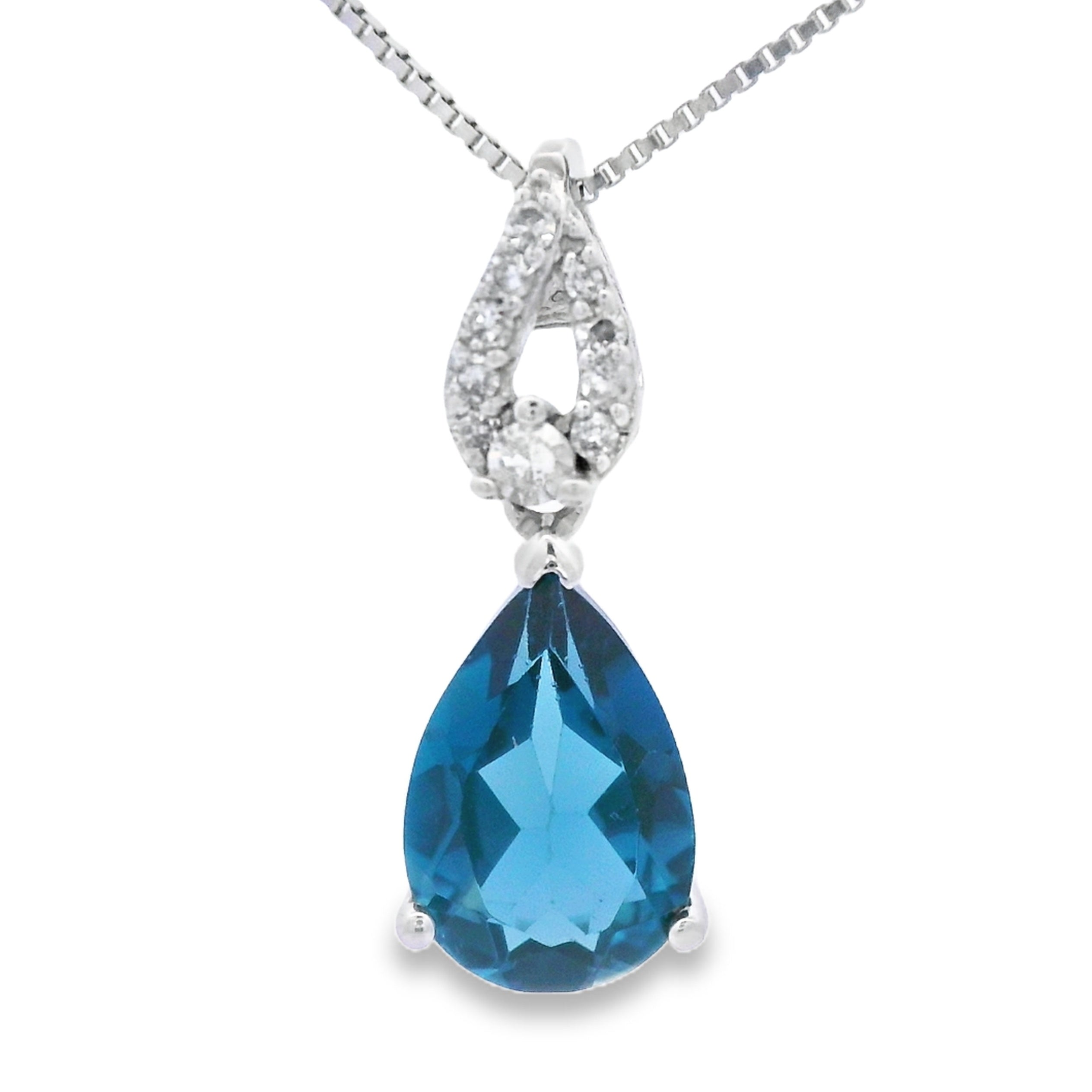 London Blue Topaz Fashion Pendants 10KT White Gold by Bids.com