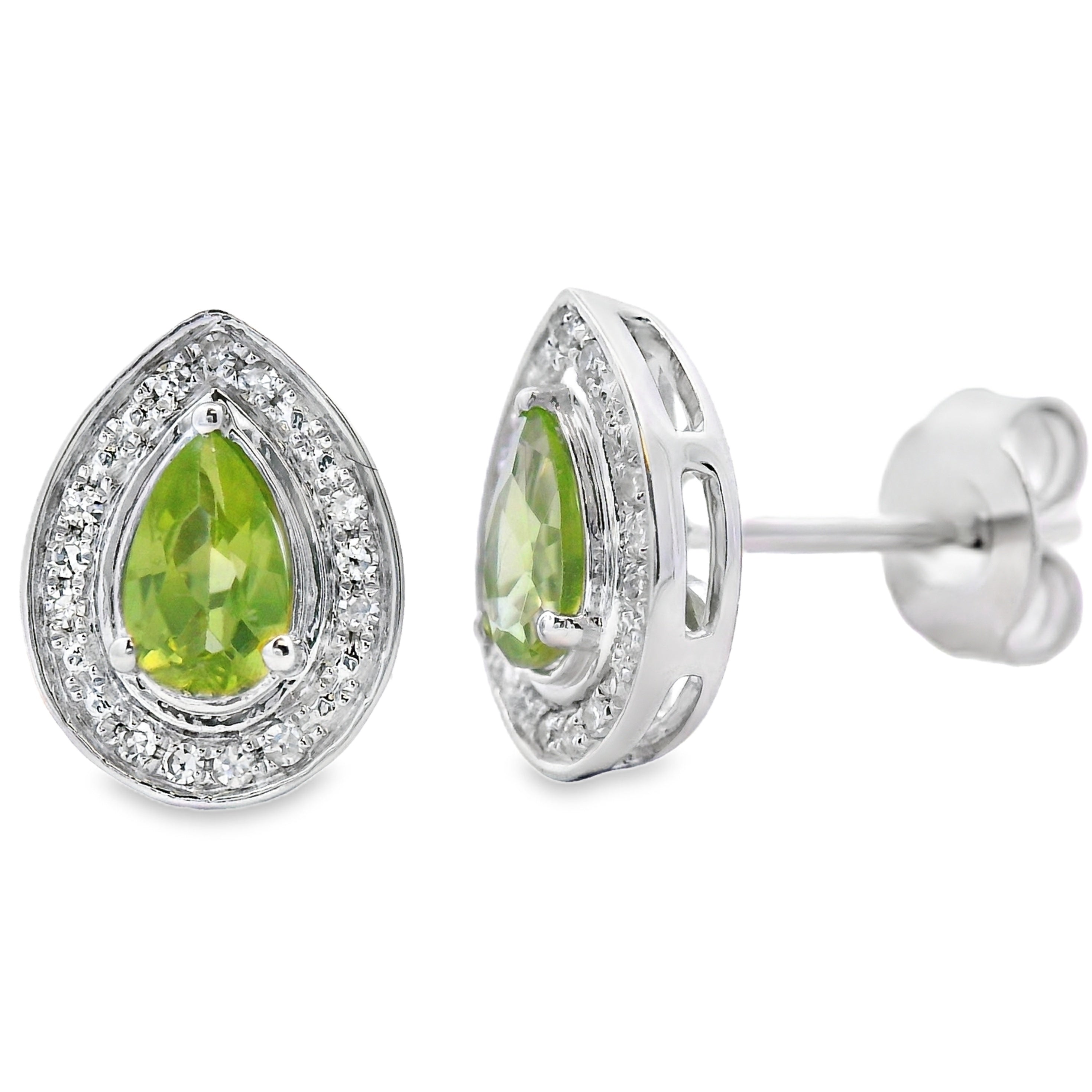 .56ct Peridot Diamond Stud Earrings 10KT White Gold by Bids.com