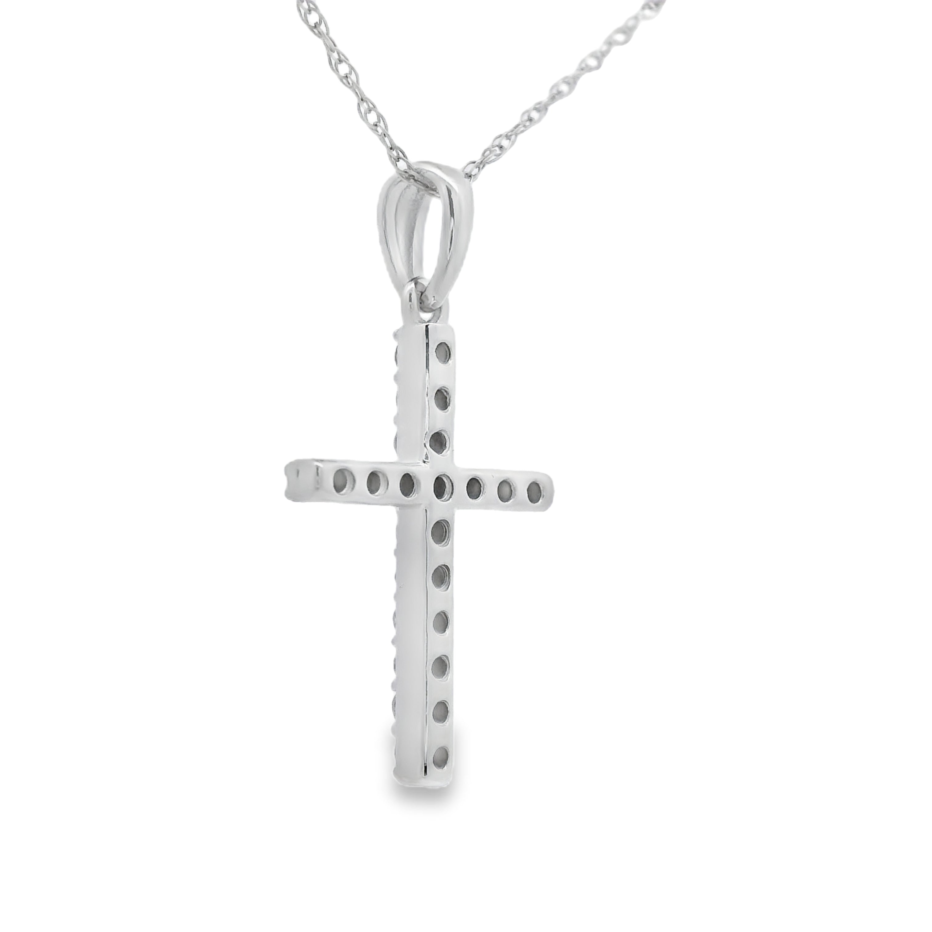 .19ct Diamond Cross Religious Pendant 14KT White Gold by Bids.com