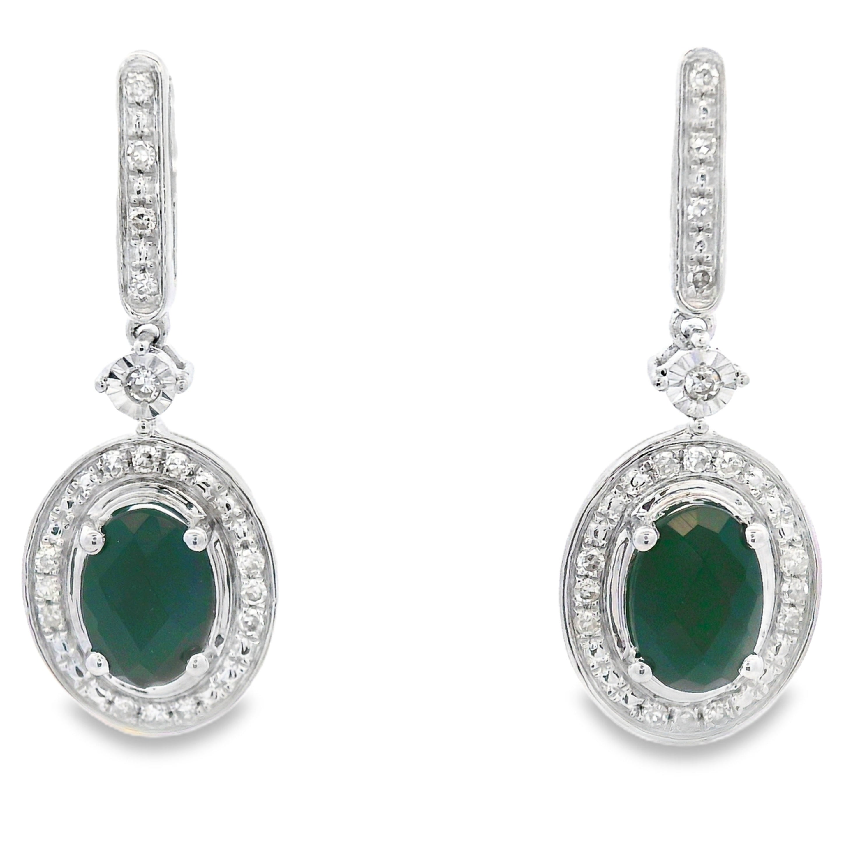 1.06ct Onyx Diamond Dangle Earrings 10KT White Gold by Bids.com