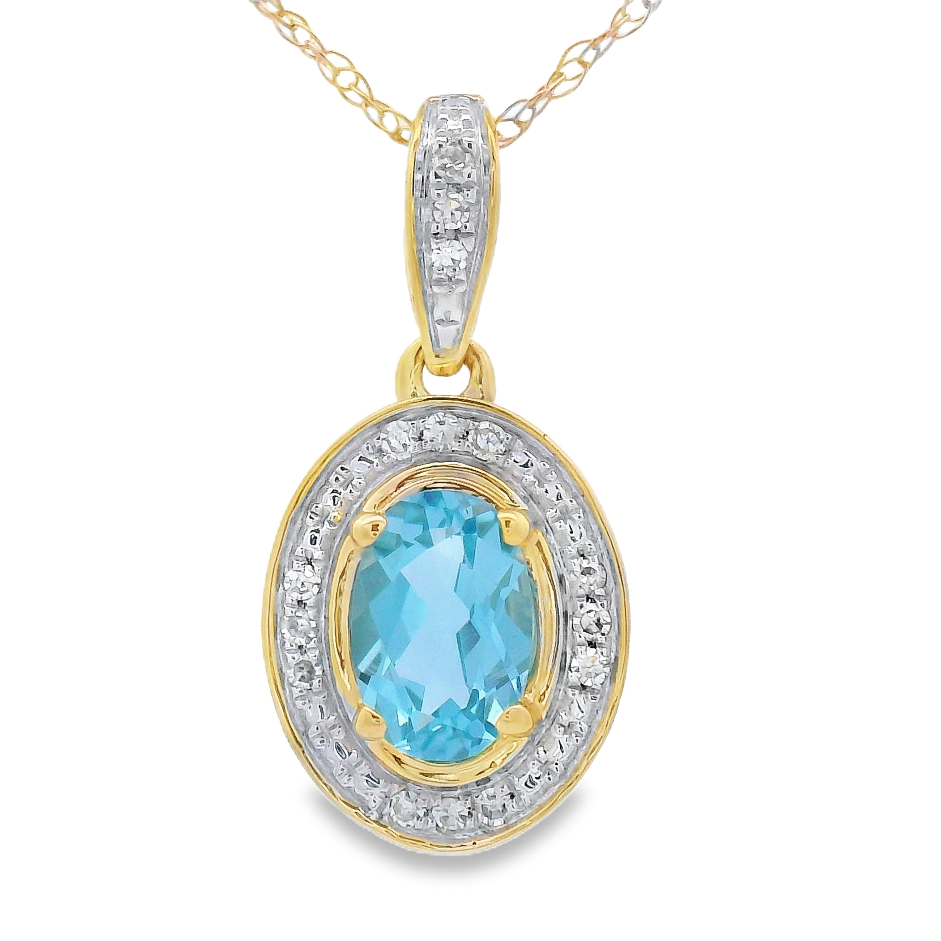 Blue Topaz Diamond Fashion Pendants 10KT Yellow Gold by Bids.com