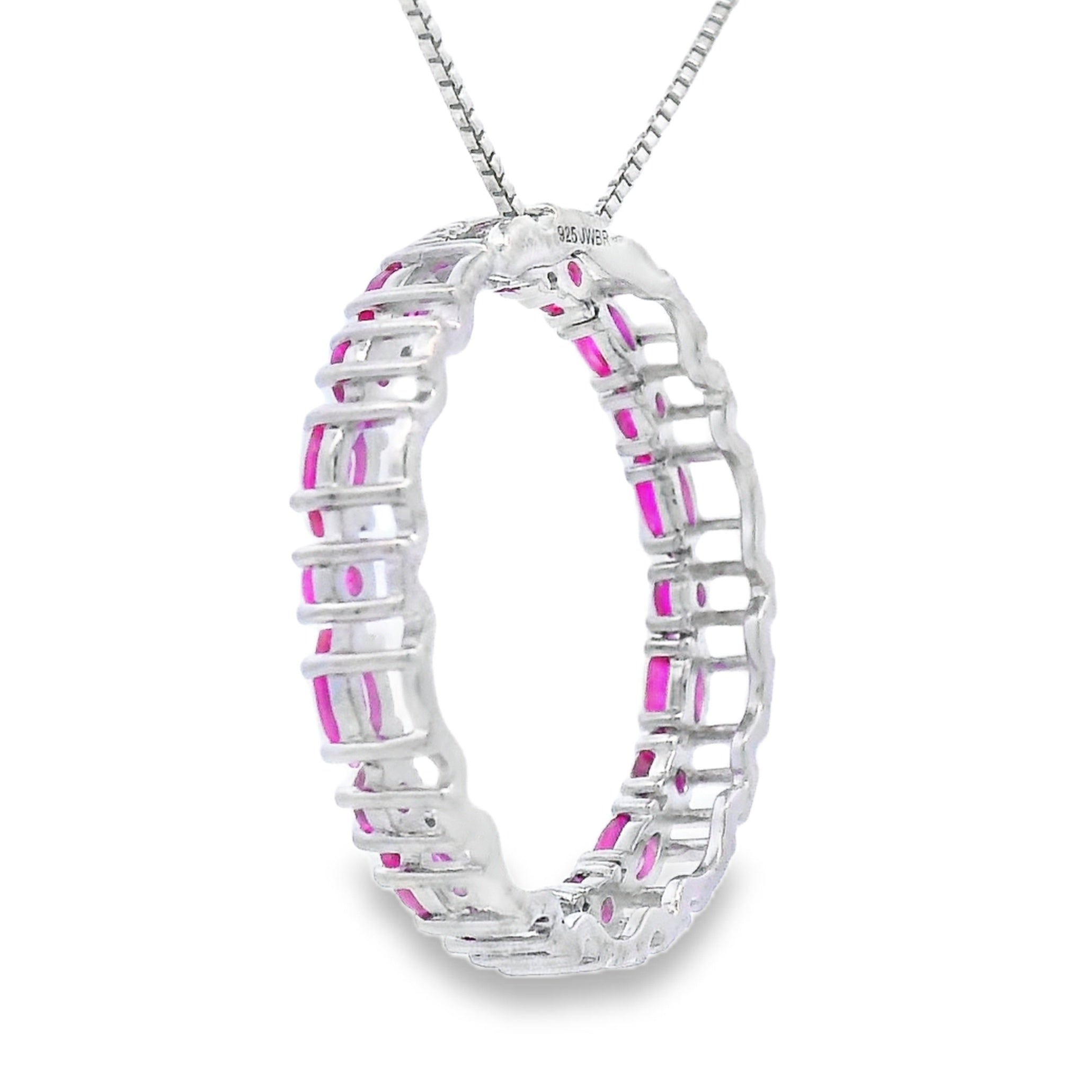Created Ruby Circle of Love Pendant Sterling Silver by Bids.com
