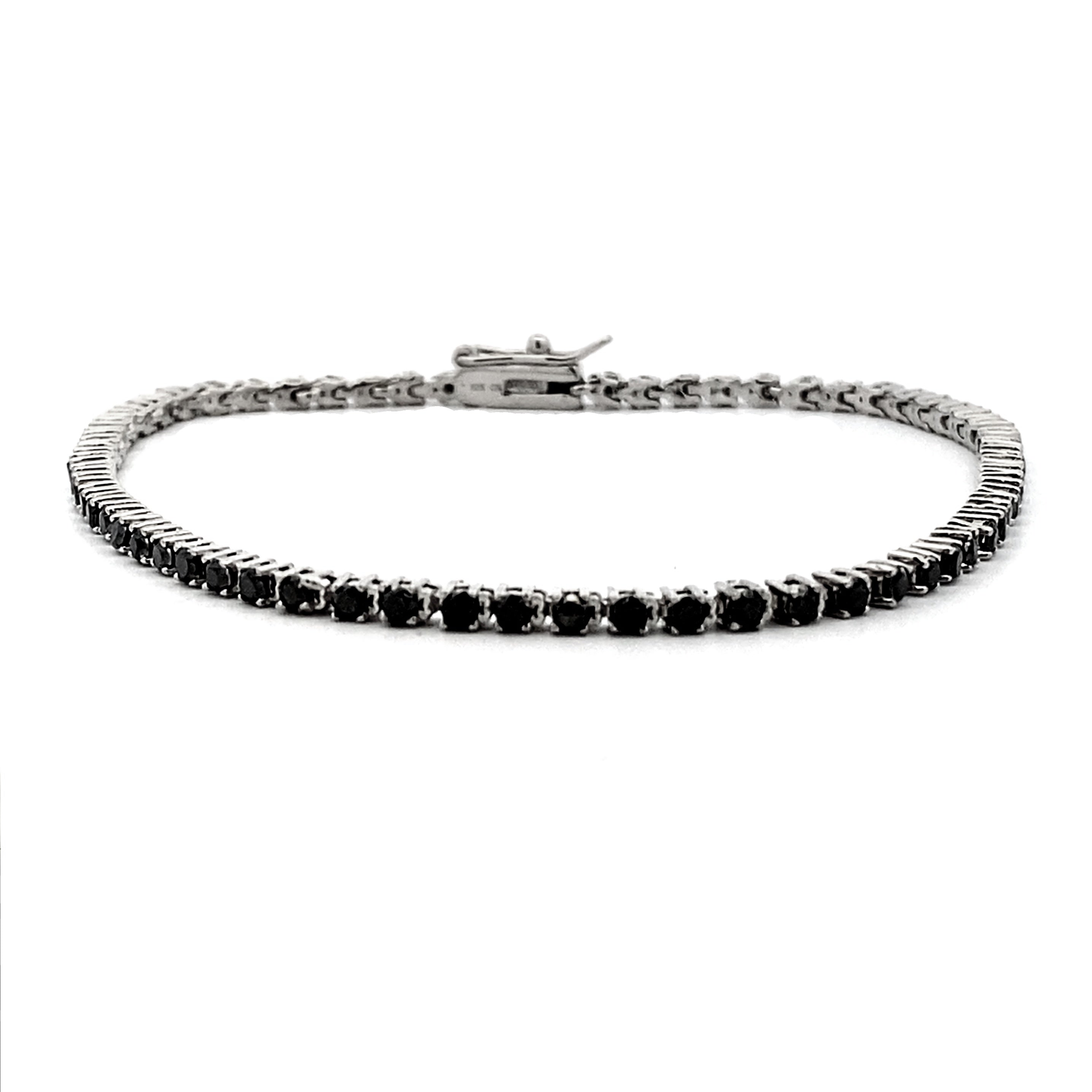 2.27ct Black Diamond Tennis Bracelet Sterling Silver by Bids.com