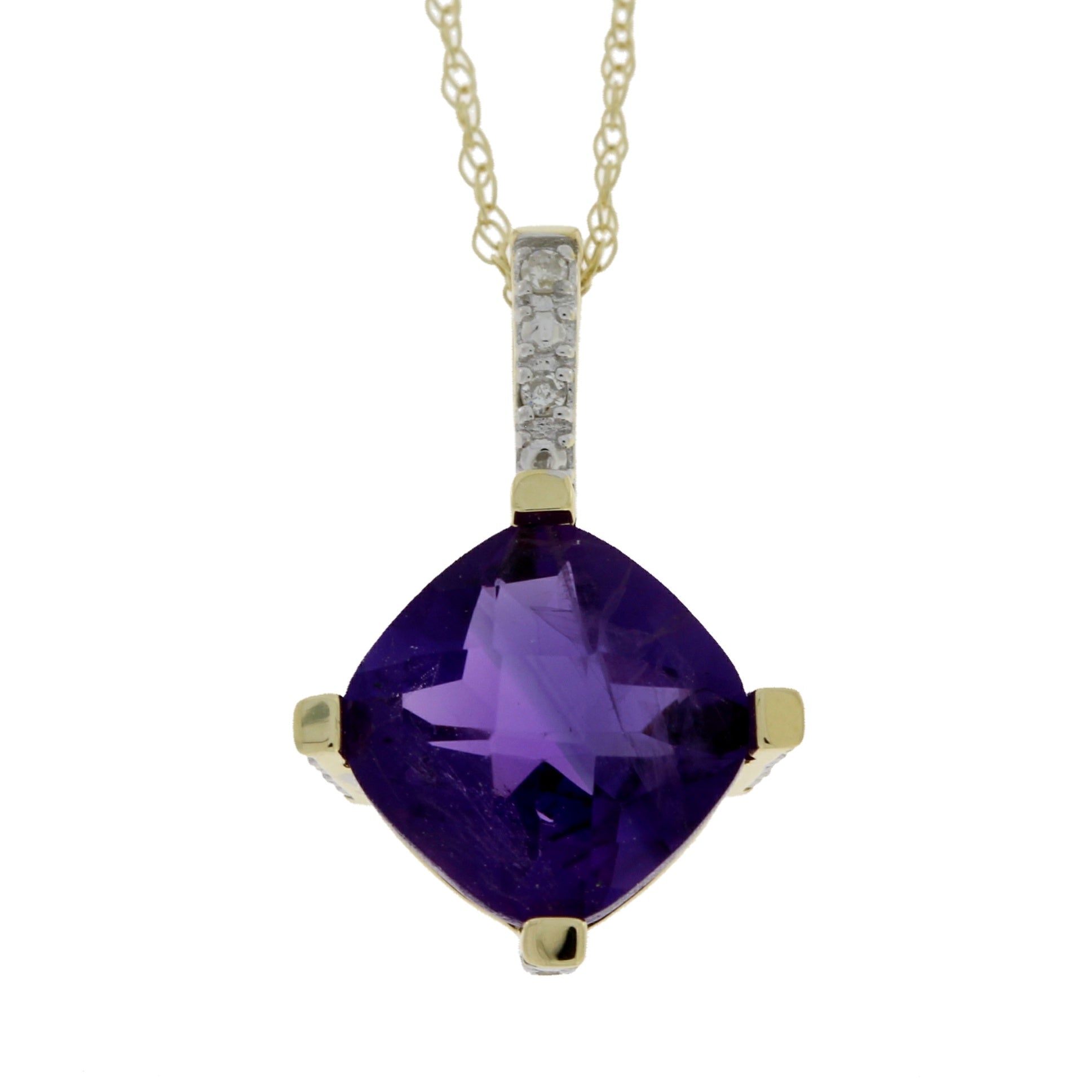 Amethyst Diamond Fashion Pendants 10KT Yellow Gold