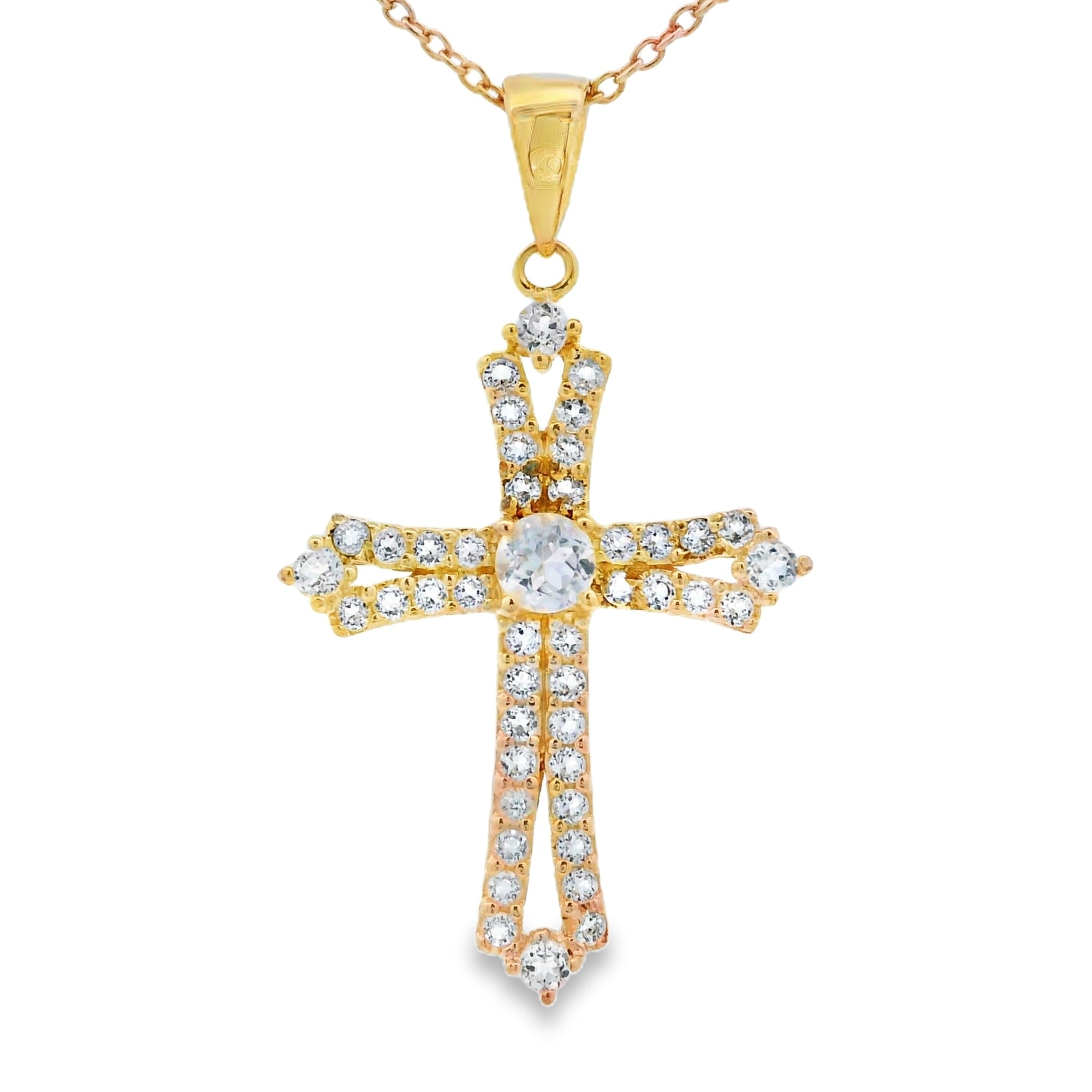 Genuine Topaz Cross Religious Pendant Sterling Silver by Bids.com