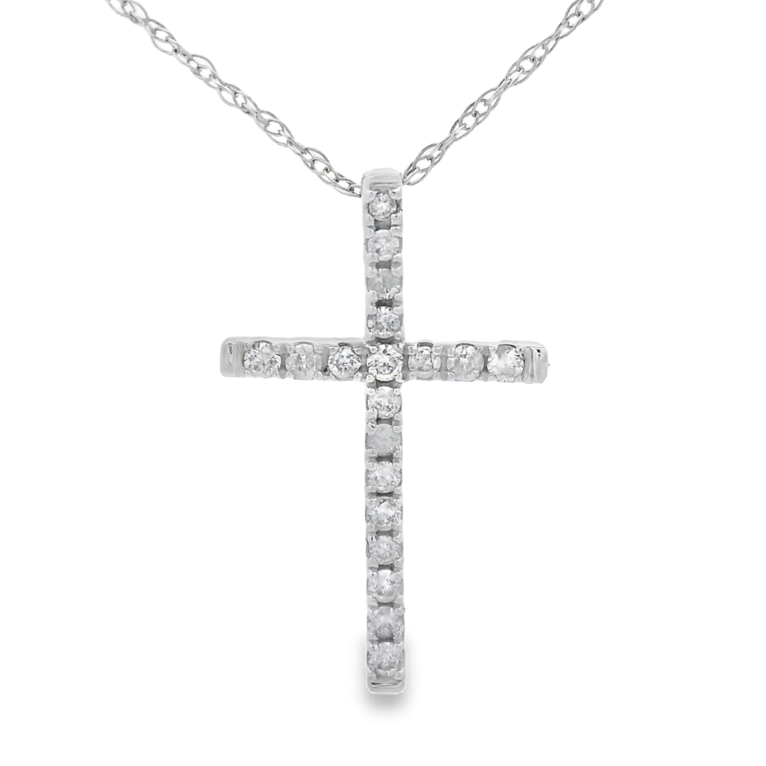 .11ct Diamond Cross Religious Pendant 14KT White Gold by Bids.com