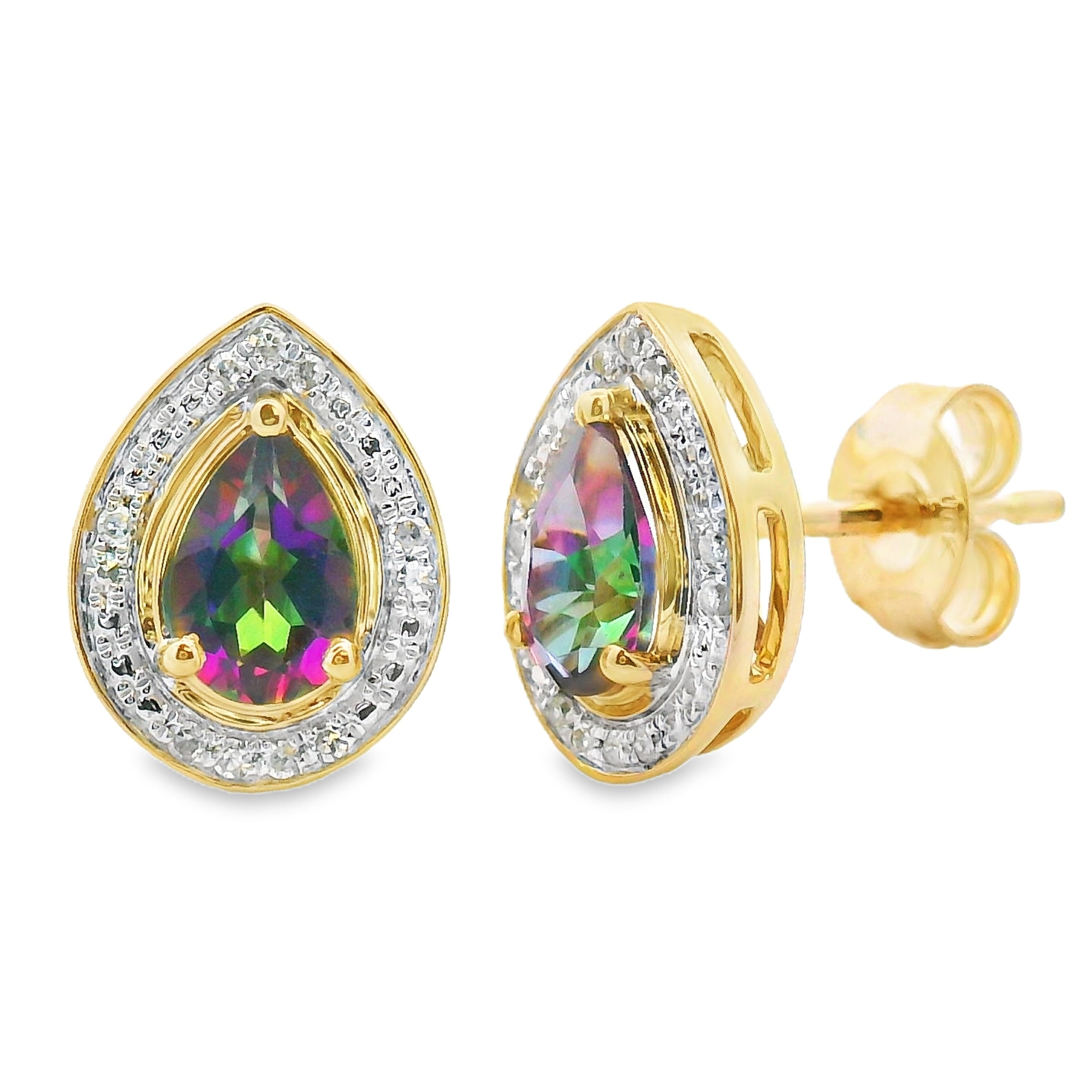 Mystic Fire Topaz Dangle Earrings 10KT Yellow Gold by Bids.com