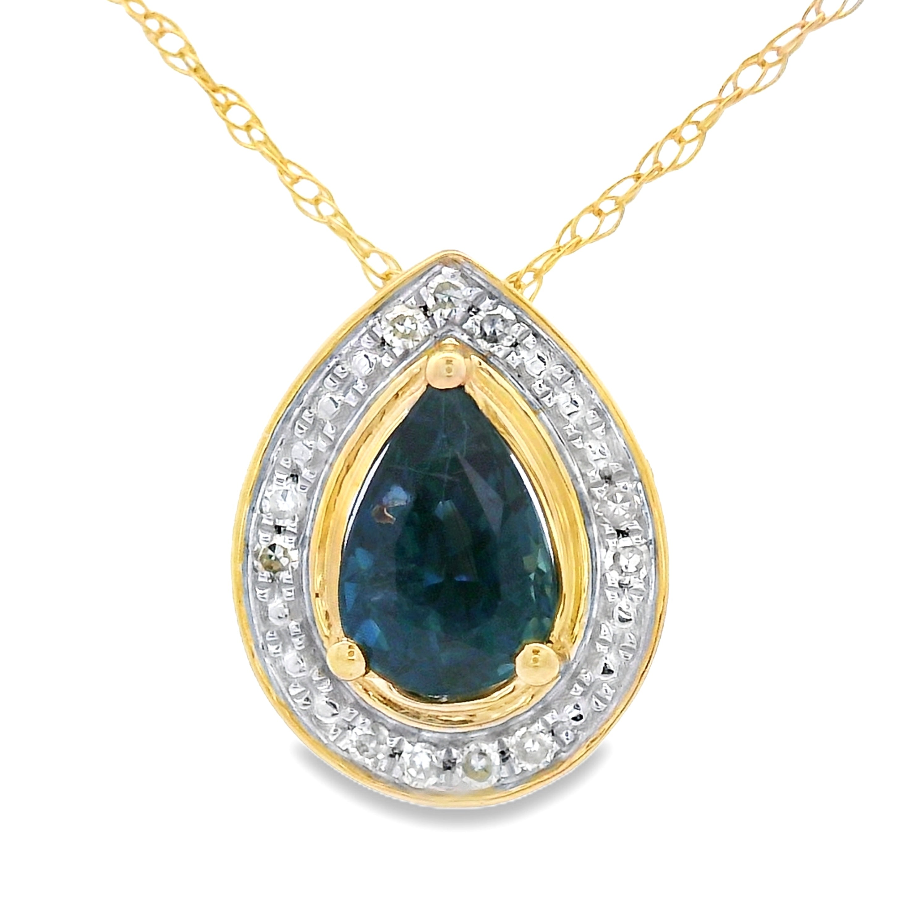 Sapphire Diamond Fashion Pendants 10KT Yellow Gold by Bids.com