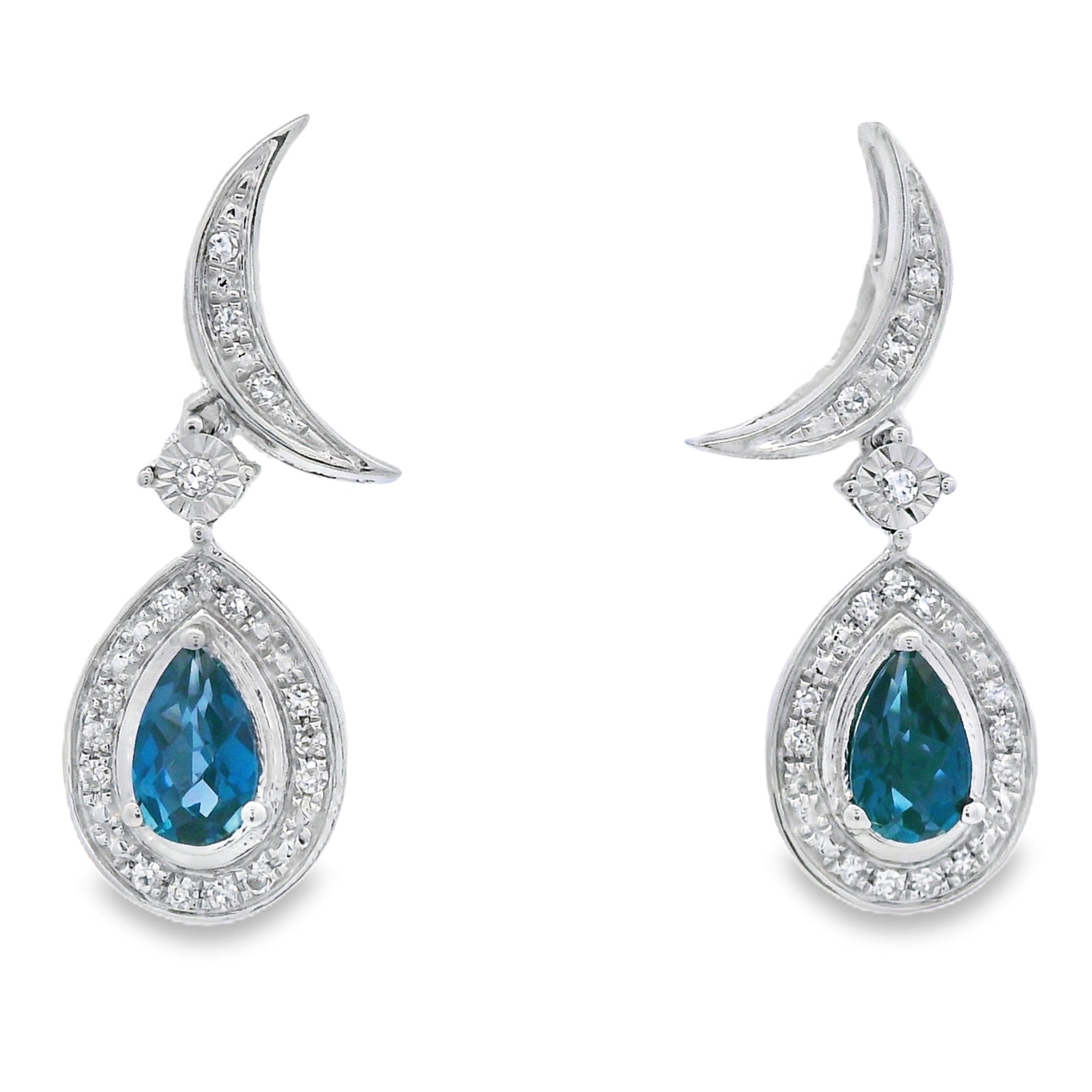 .59ct London Blue Topaz Dangle Earrings 10KT White Gold by Bids.com