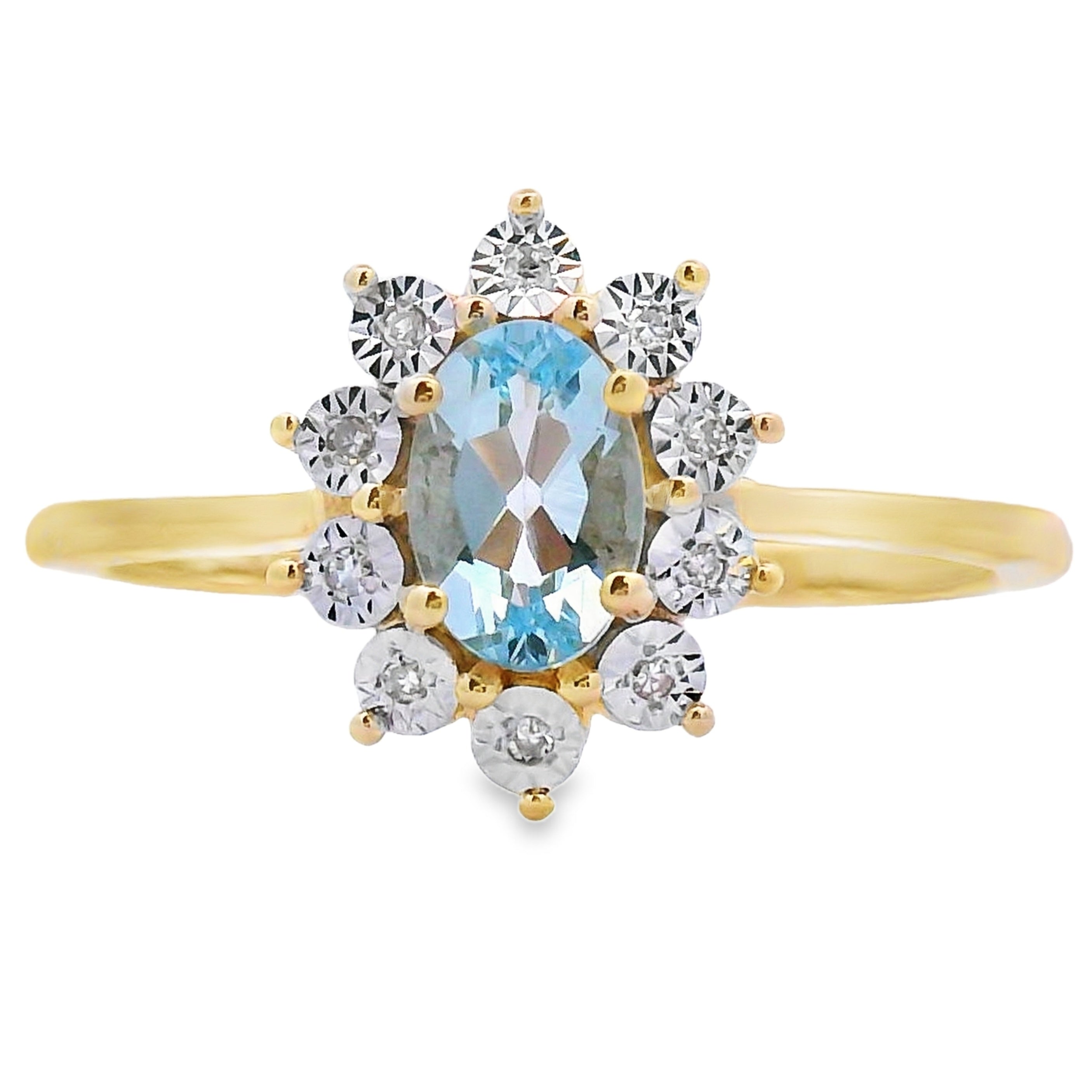 Genuine .43ct Aquamarine Diamond Ring 10KT Yellow Gold by Bids.com