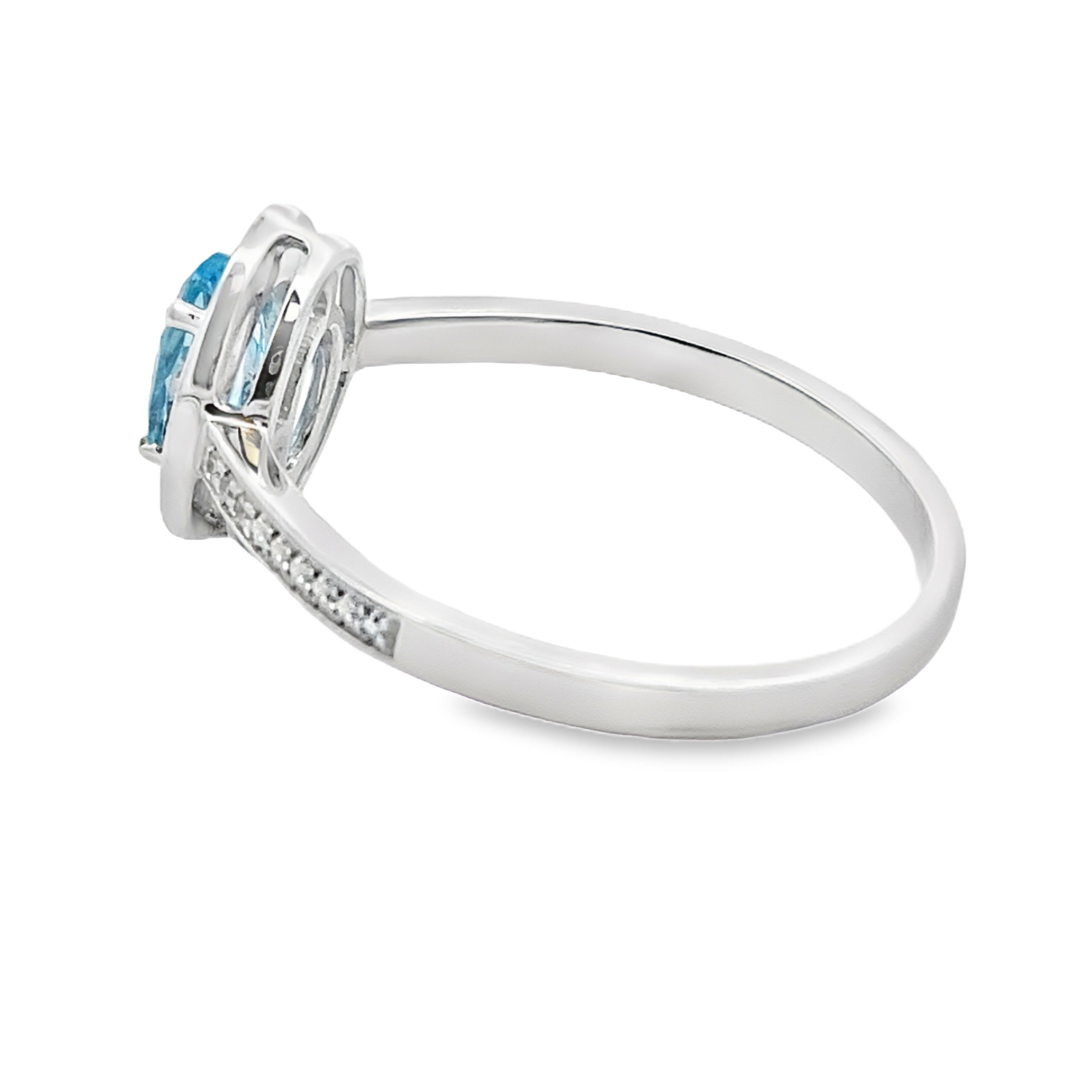 Genuine .59ct Blue Topaz Diamond Ring 10KT White Gold by Bids.com