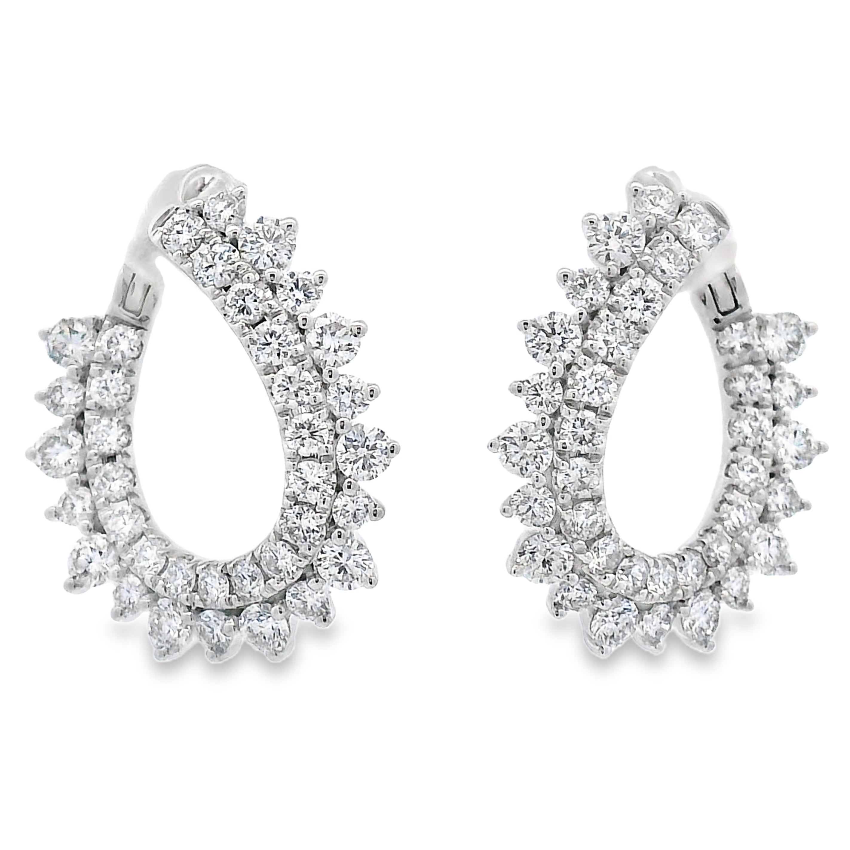 1.50ct Lab Grown Diamond Hoop Earrings 14KT White Gold by Bids.com